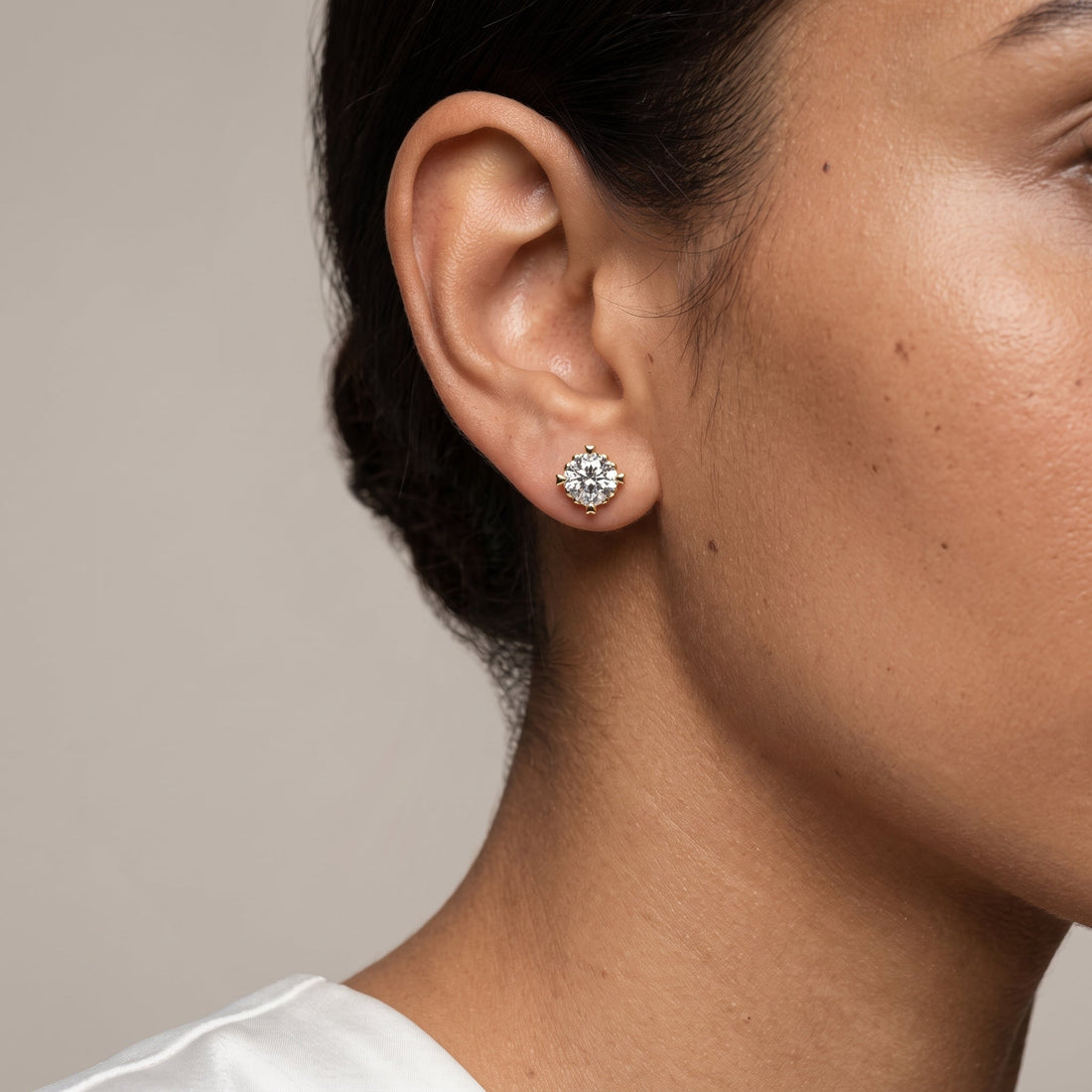 Yellow Gold Cushion Stud Earrings