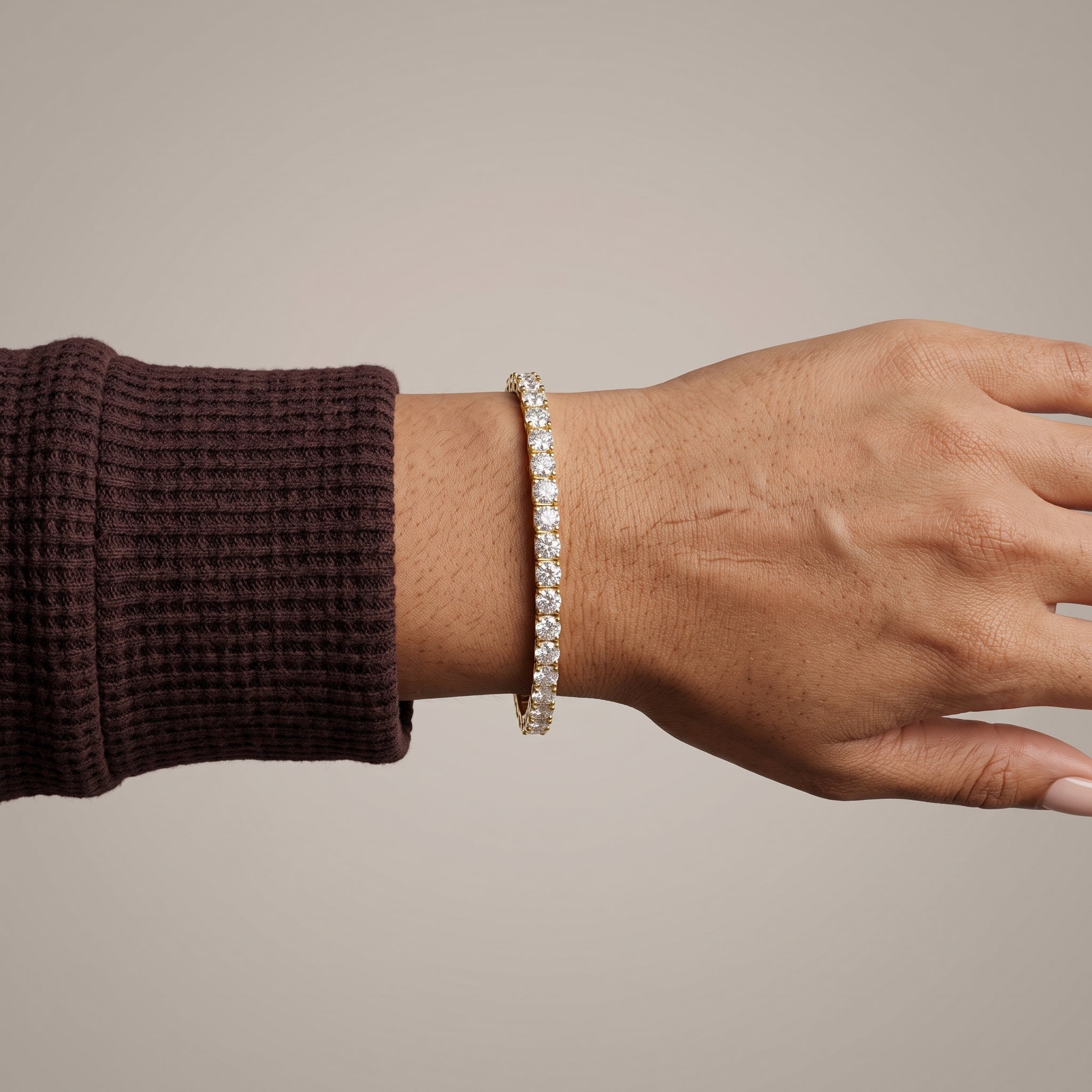 Yellow Gold Round Moissanite Tennis Bracelet