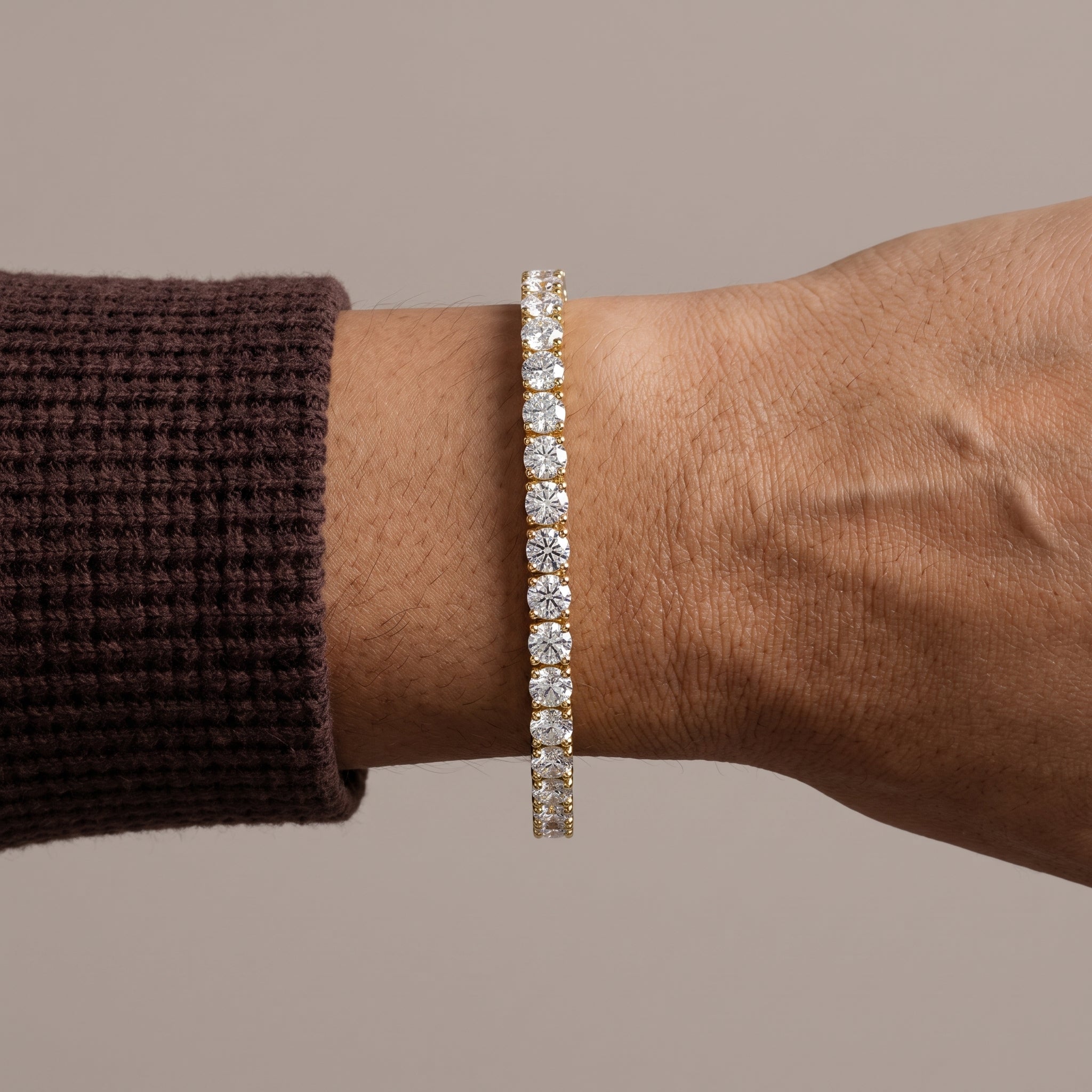 Yellow Gold Round Moissanite Tennis Bracelet