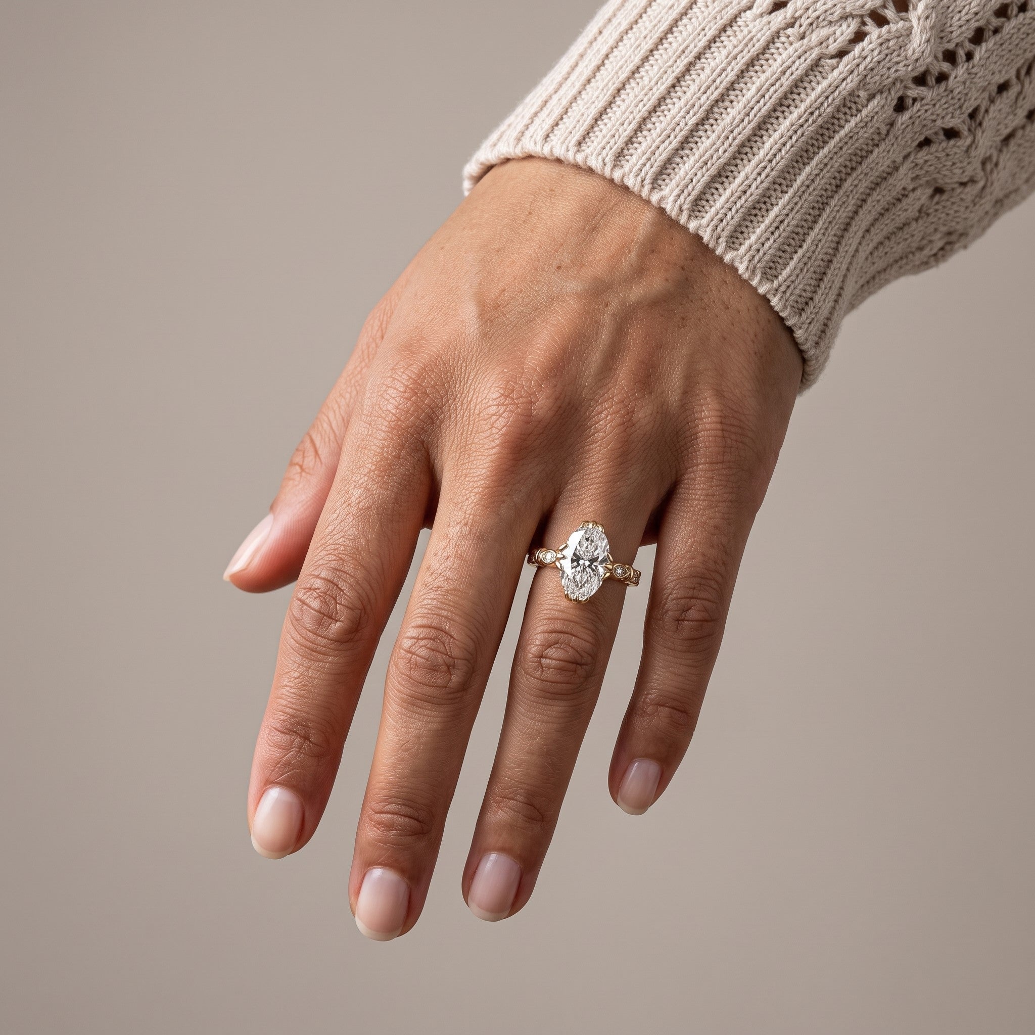 Yellow Gold Oval Moissanite Engagement Ring