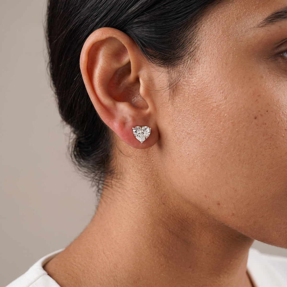Yellow Gold Heart Cut Stud Earrings