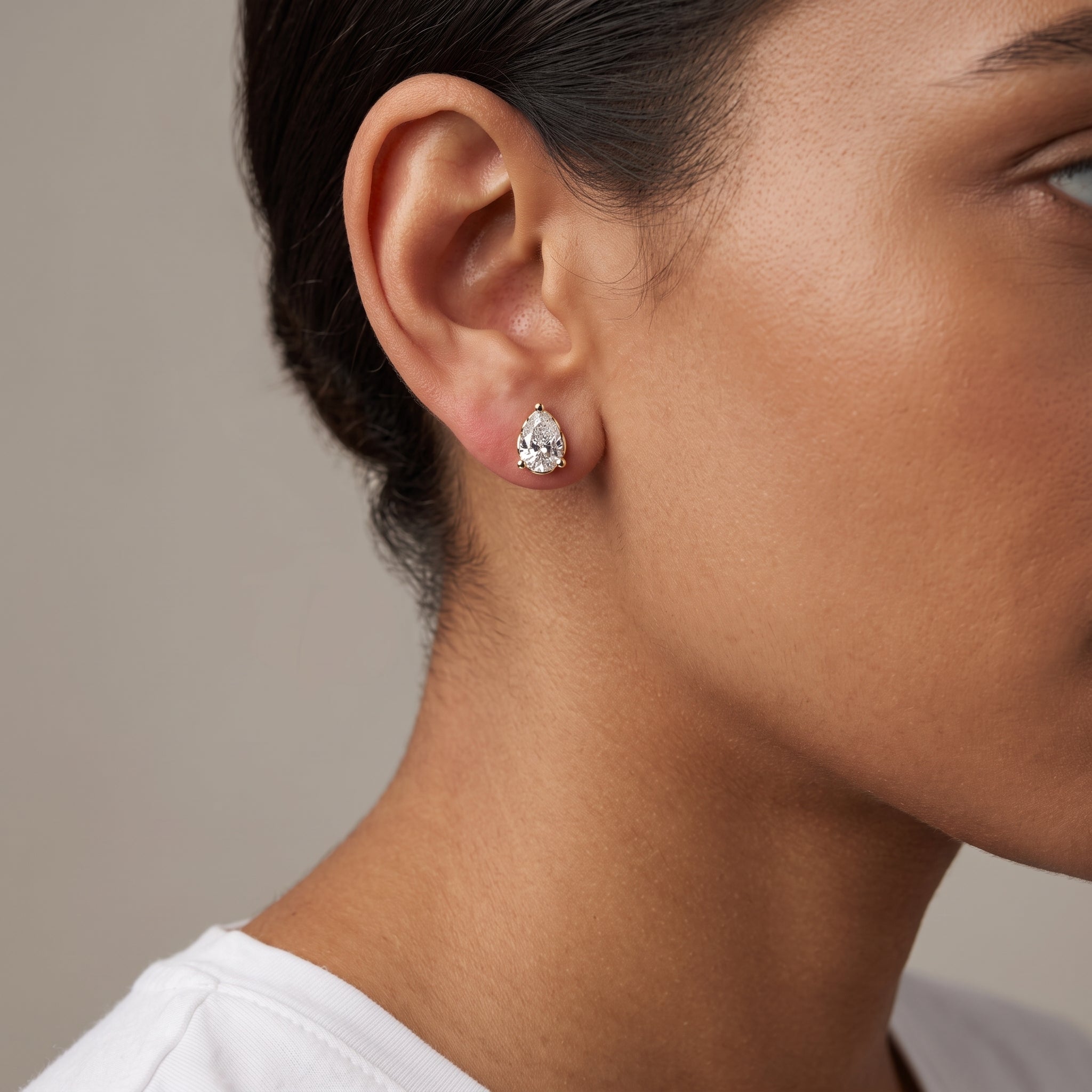 Yellow Pear Cut Moissanite Stud Earrings