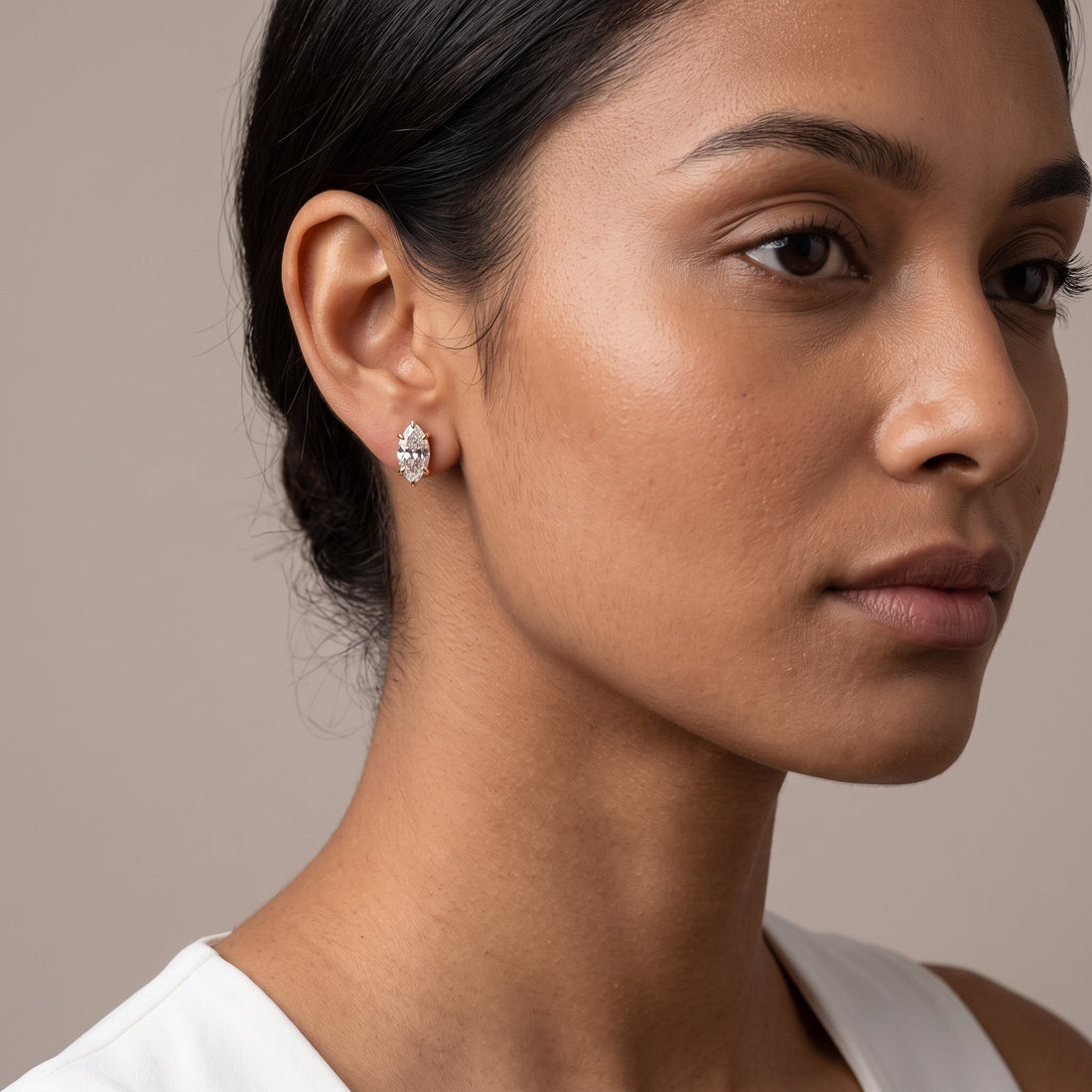 Rose Gold Marquise Stud Earrings