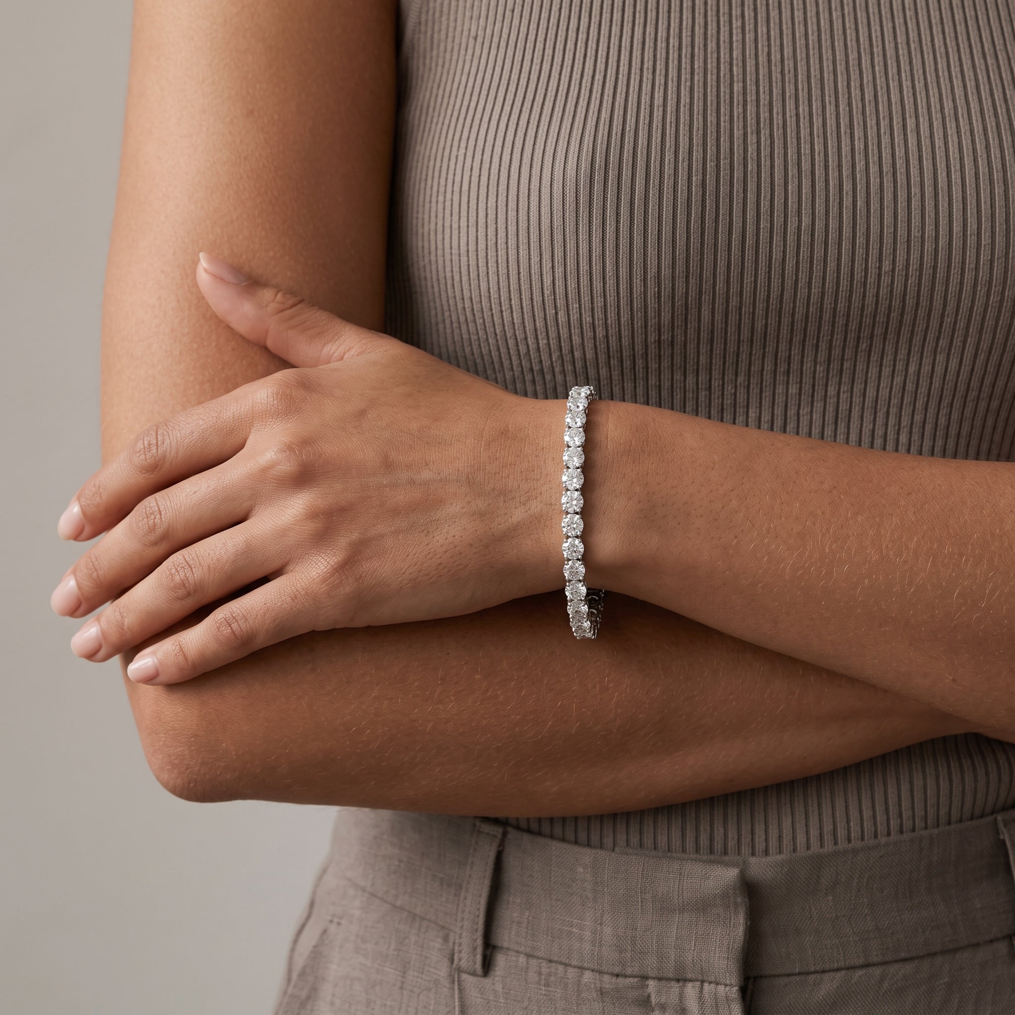 White Gold Round Moissanite Tennis Bracelet