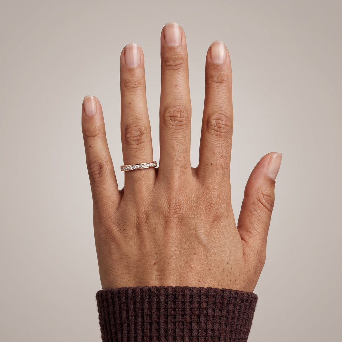 Rose Gold Round Moissanite Eternity Band Ring