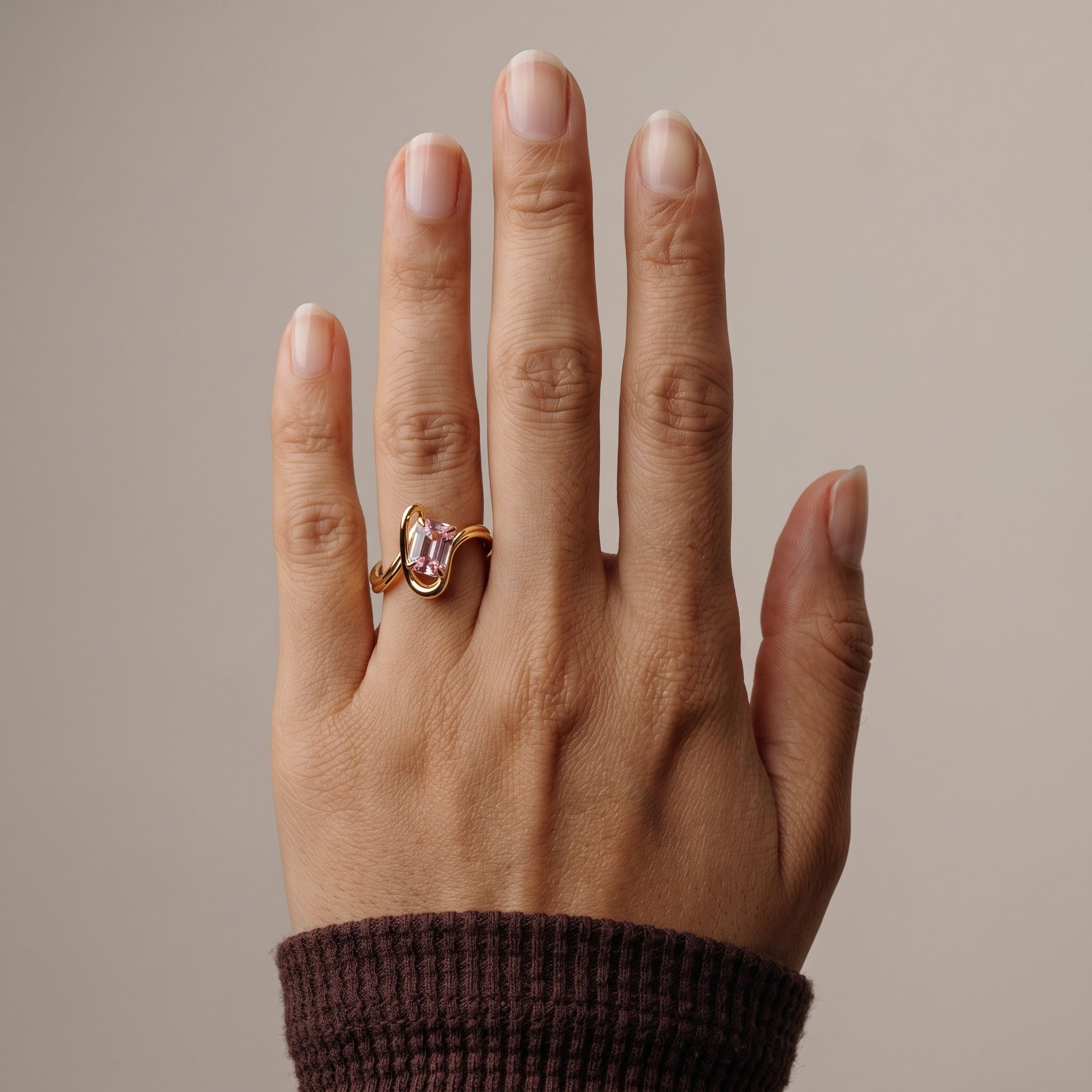 Yellow Gold Emerald Cut Moissanite Statement Ring