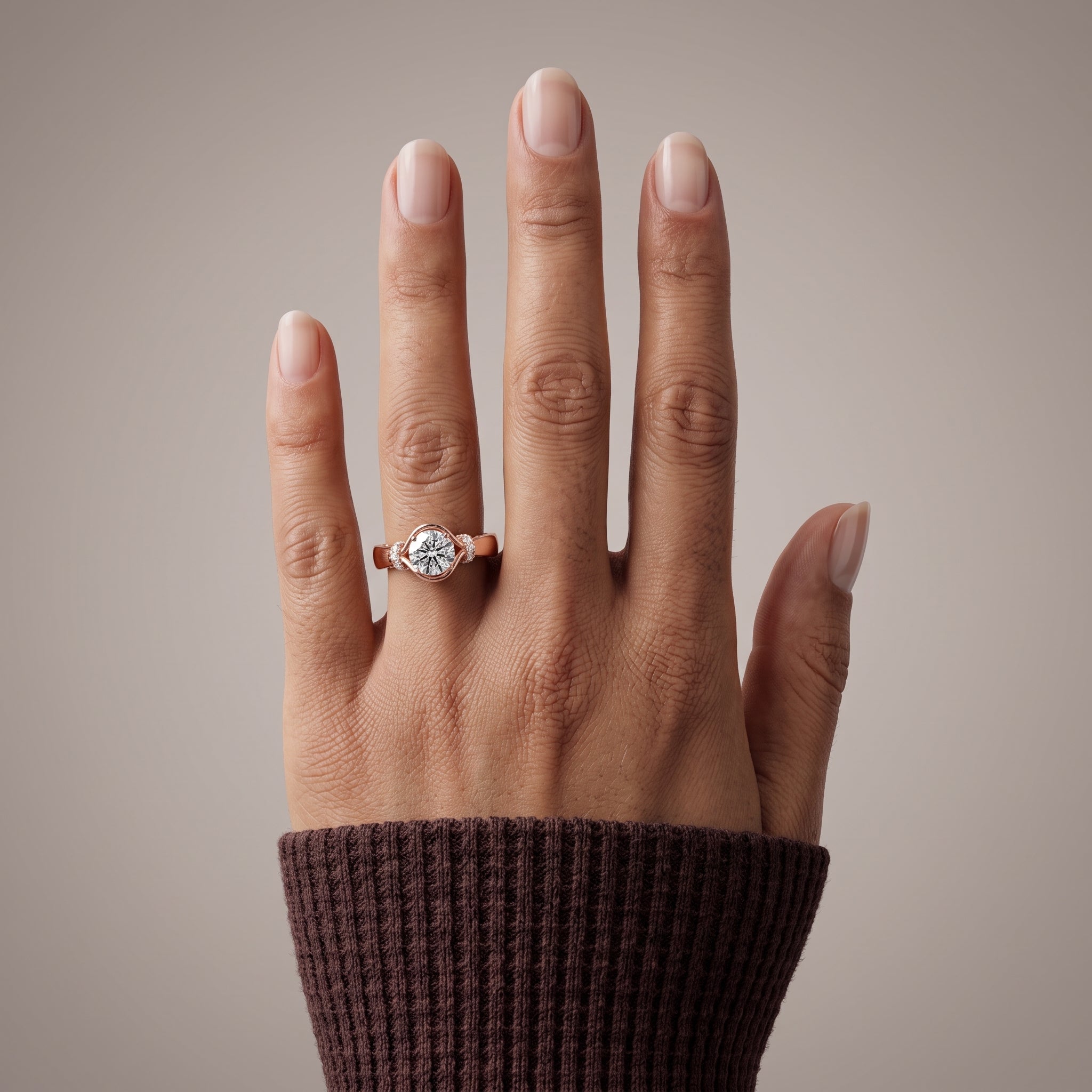 Rose Gold Oval Moissanite Engagement Ring with Accent Stones