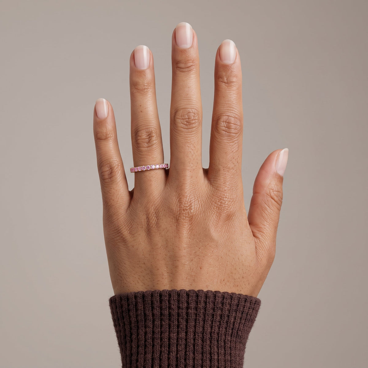 Yellow Gold Round Moissanite Eternity Band Ring