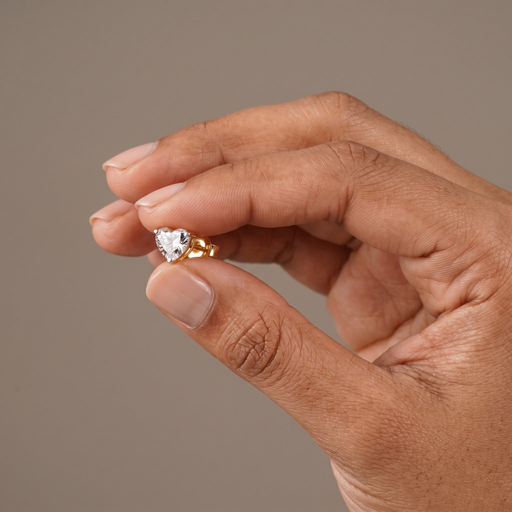 Yellow Gold Heart Cut Moissanite Stud Earrings