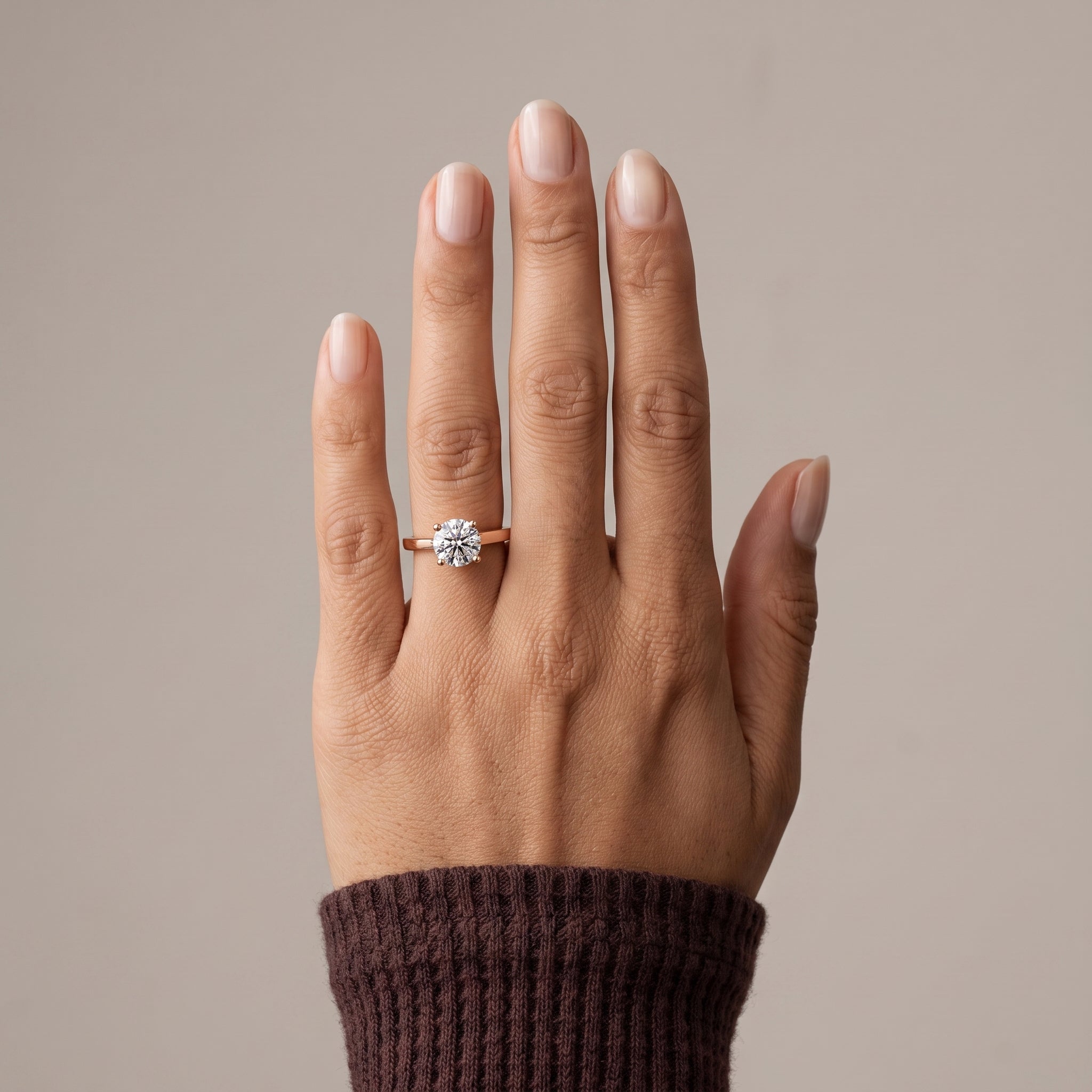 Rose Gold Round Moissanite Solitaire Engagement Ring