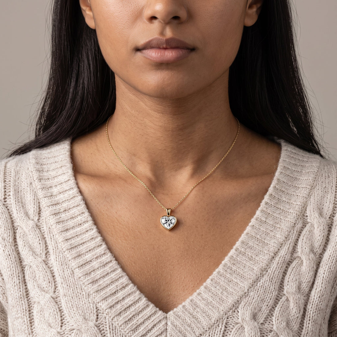 Yellow Gold Heart Cut Pendant Necklace