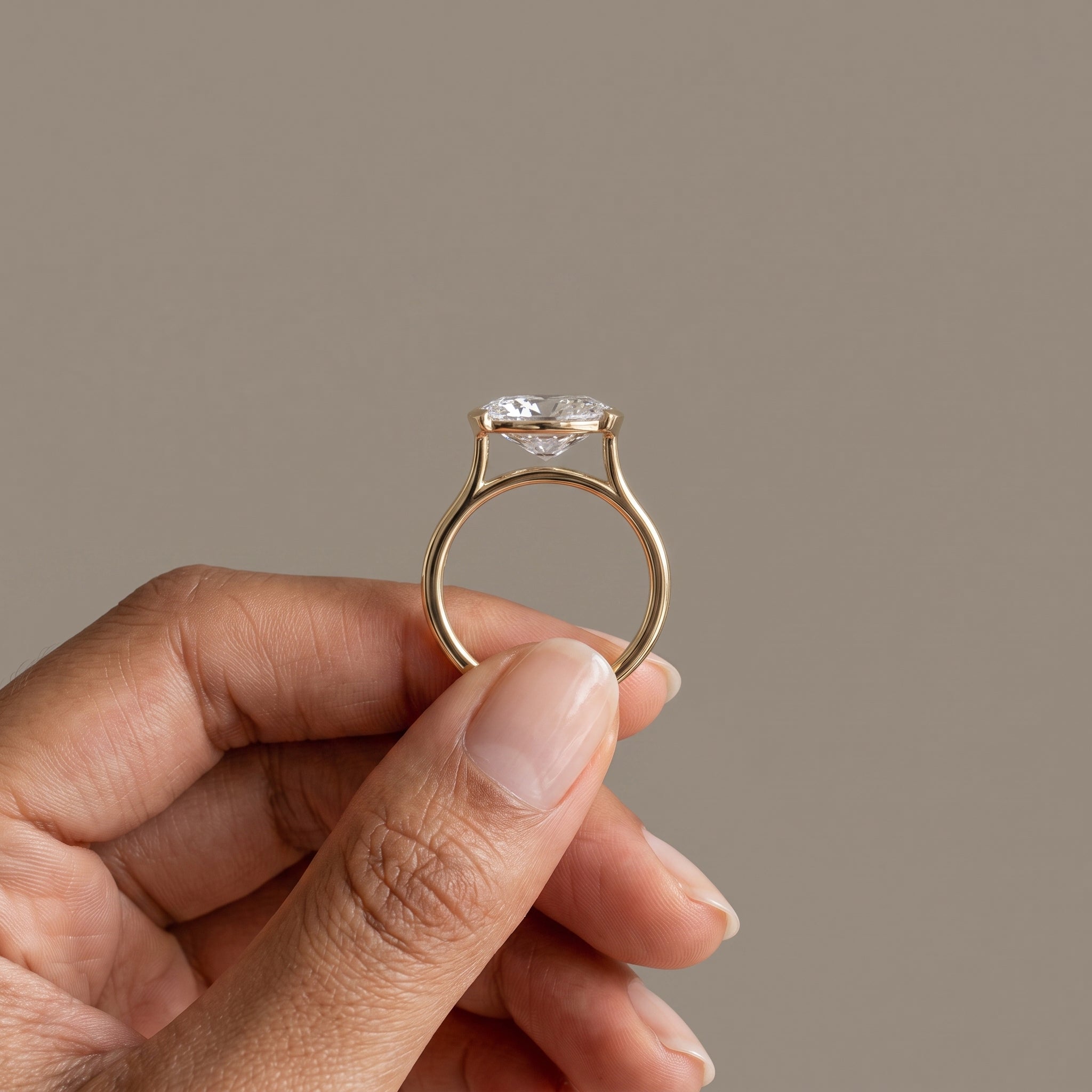 Yellow Gold Oval Cut Moissanite Solitaire Engagement Ring