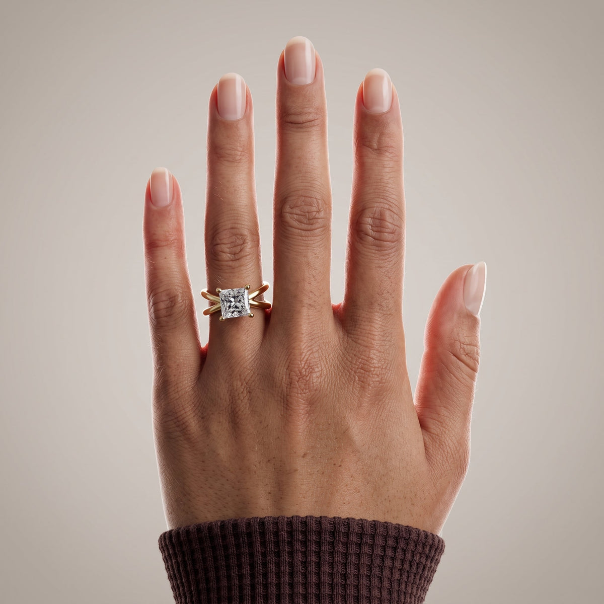 Yellow Gold Princess Cut Moissanite Engagement Ring
