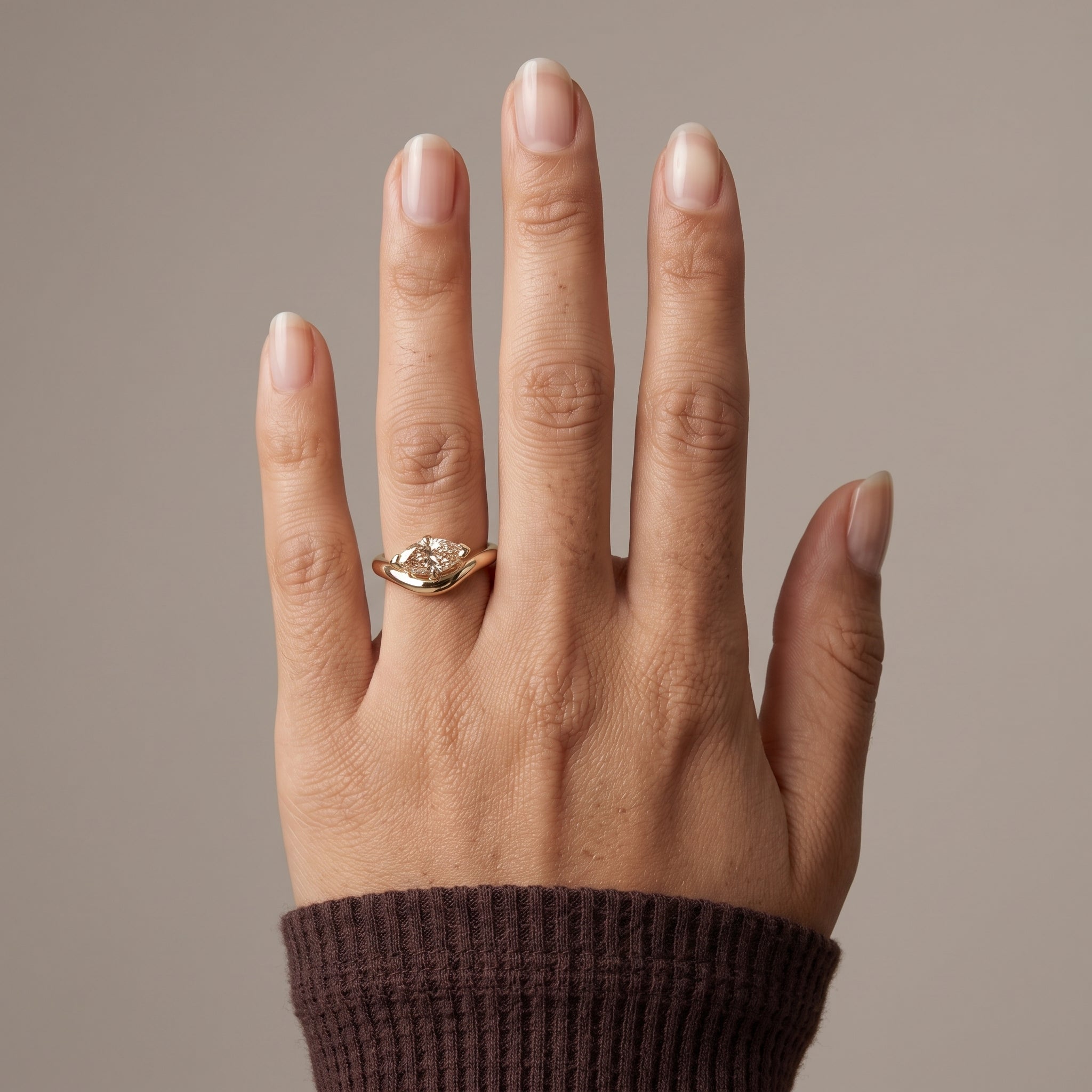 Yellow Gold Marquise Cut Moissanite Solitaire Ring