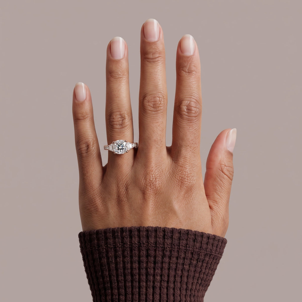Rose Gold Cushion Moissanite Engagement Ring with Tapered Side Stones