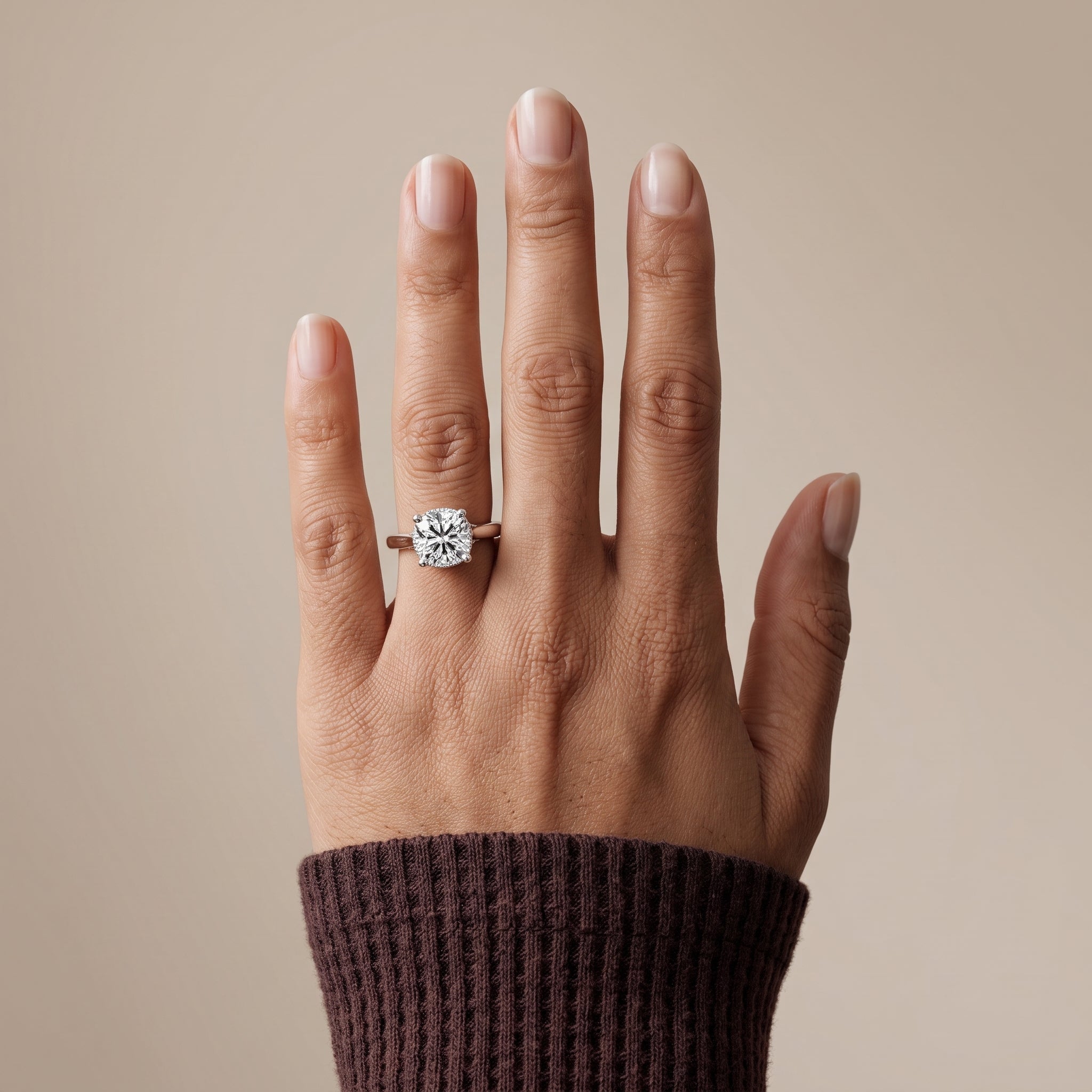 White Cushion Cut Moissanite Solitaire Engagement Ring