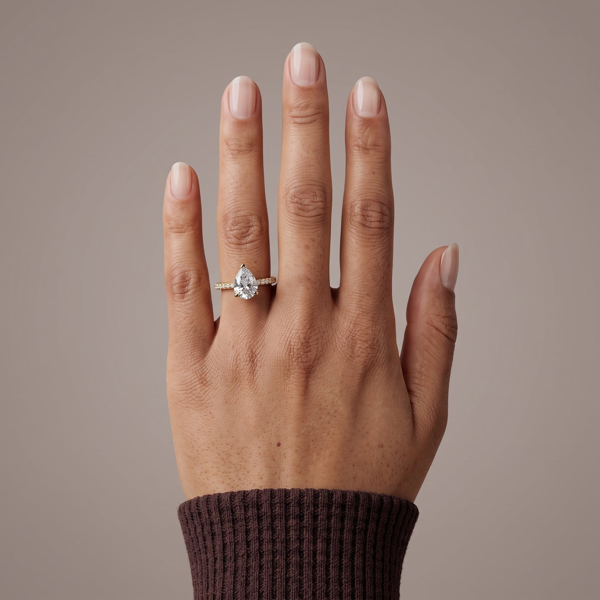 Pear And Round Cut Brilliant Moissanite VVS1 Eternity Engagement Ring