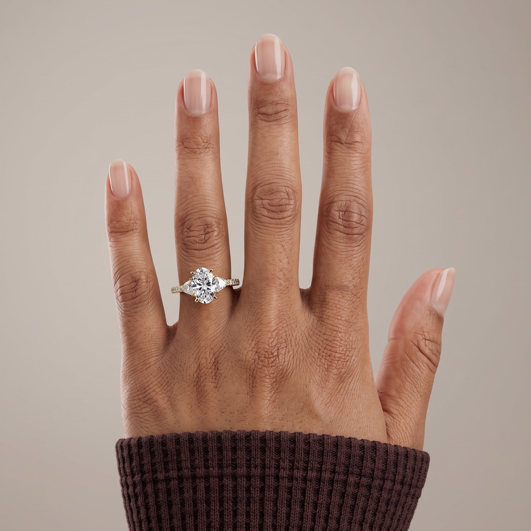 Yellow Gold Oval Cut Moissanite Engagement Ring