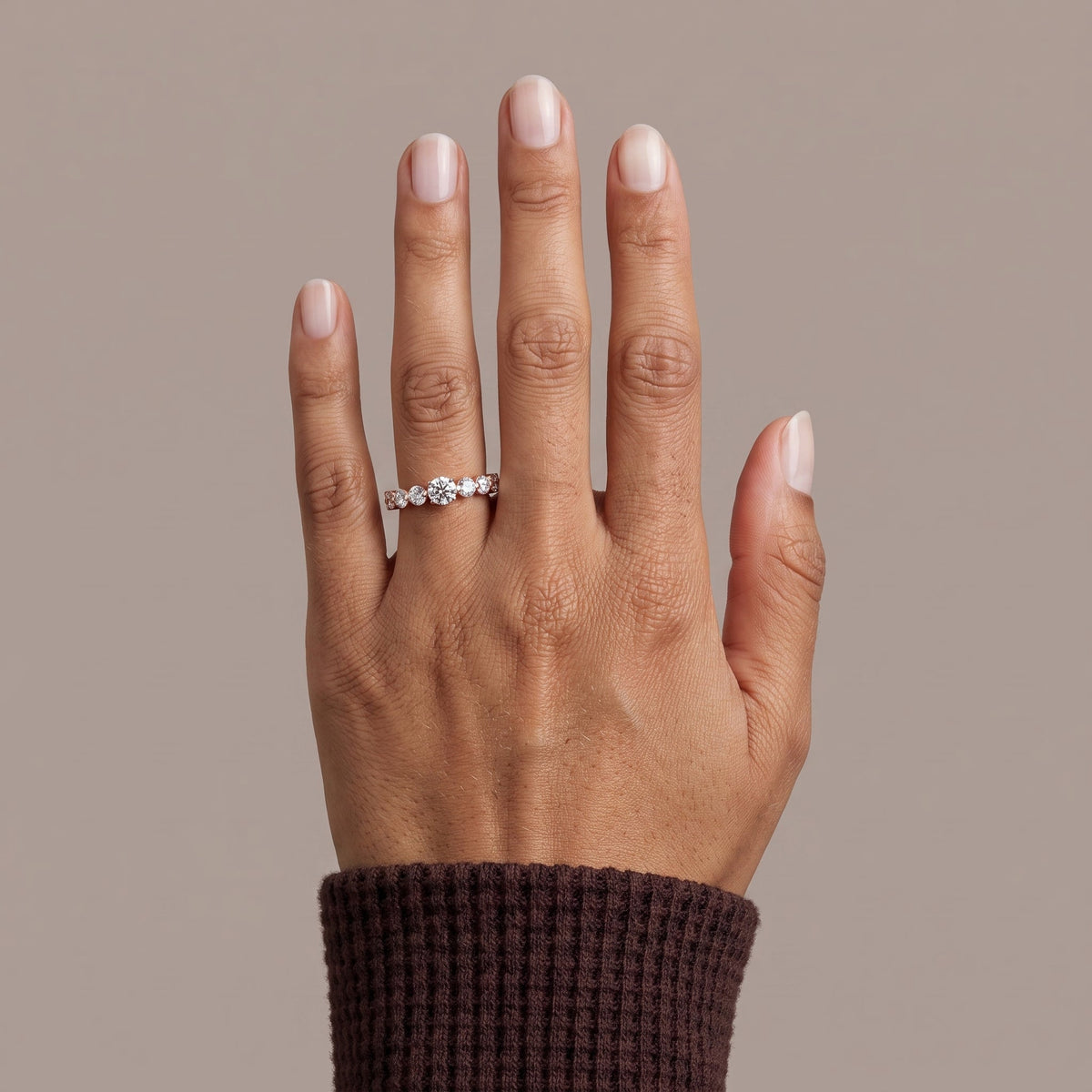 Rose Gold Round Moissanite Eternity Band Ring