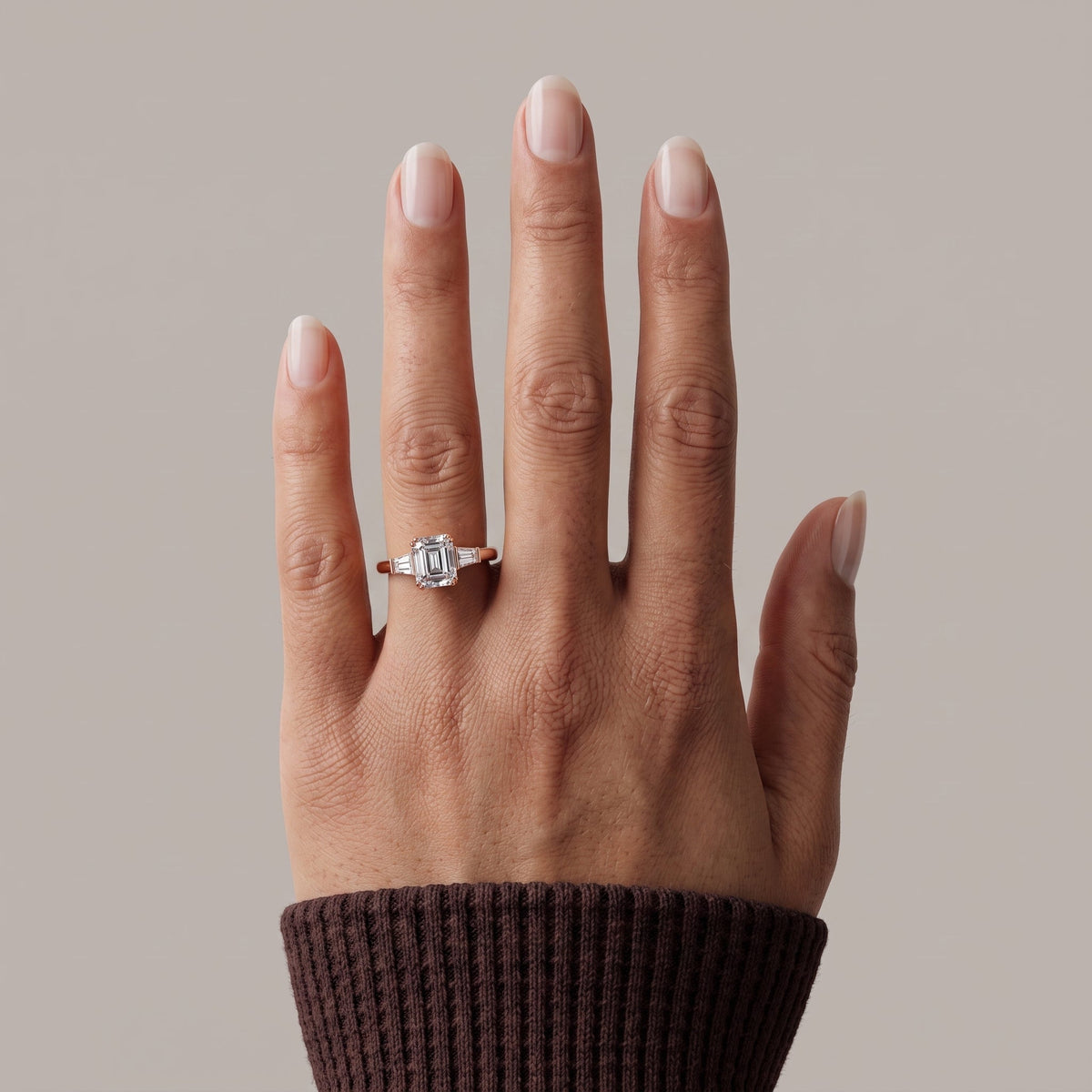 Rose Gold Asscher Cut Moissanite Engagement Ring
