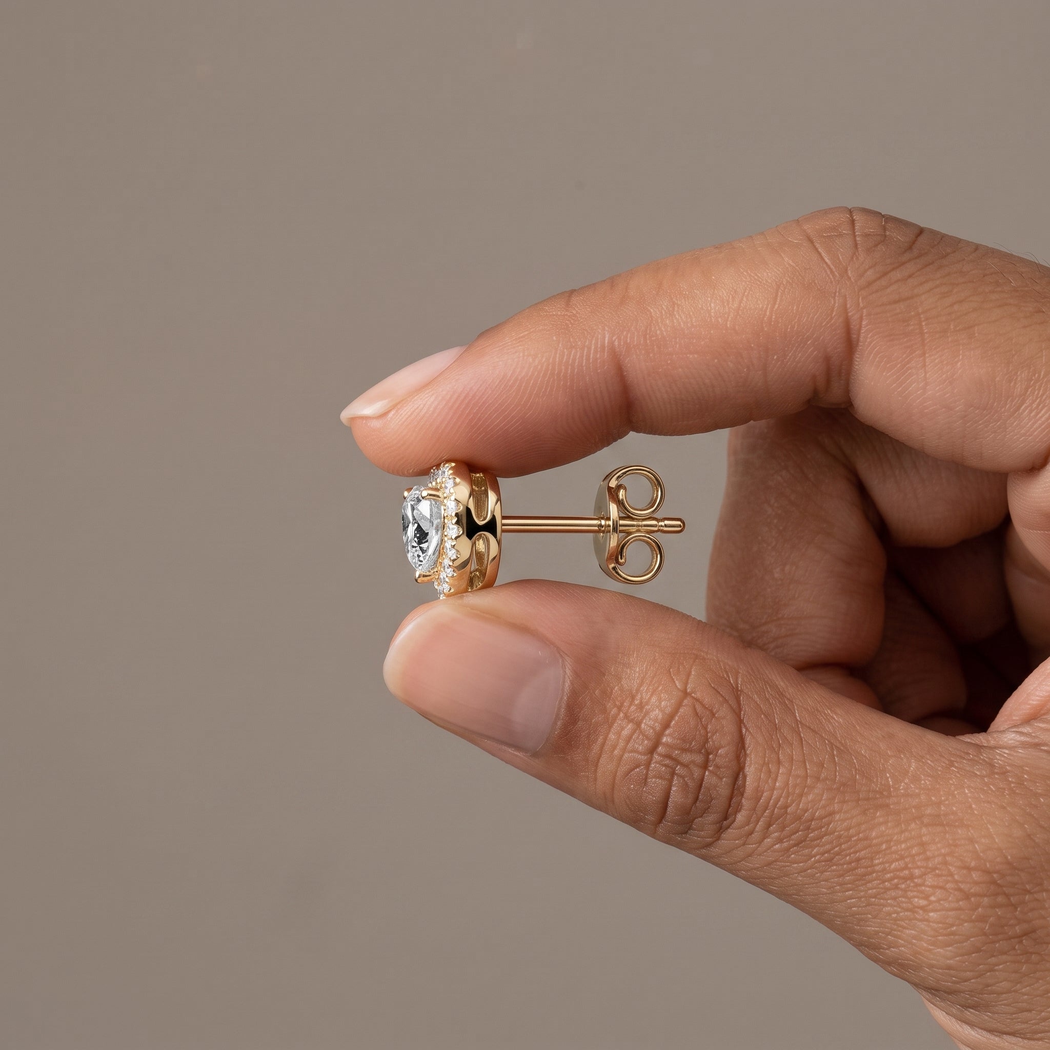 Yellow Gold Heart Cut Moissanite Stud Earrings