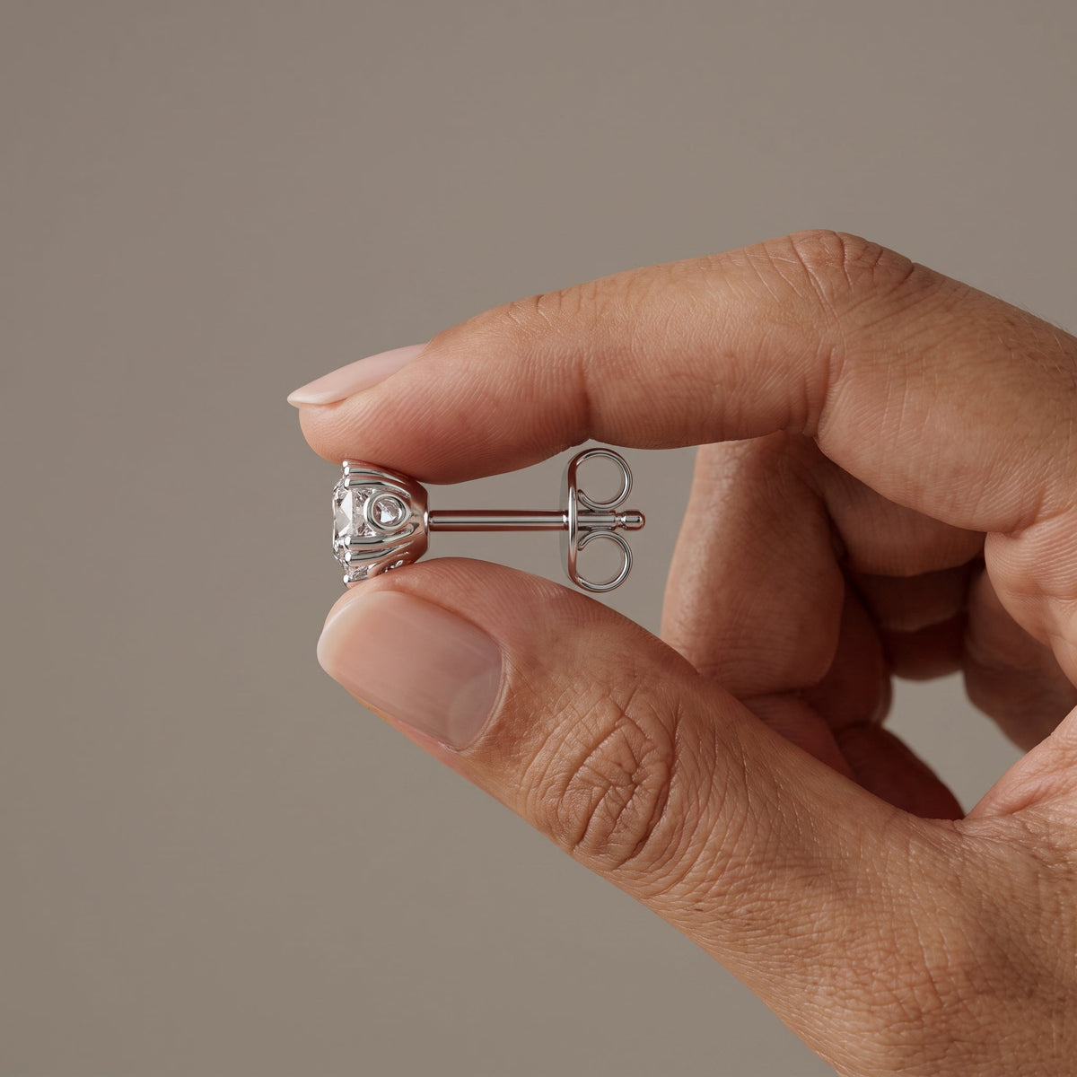 White Metal Oval Cut Moissanite Stud Earrings
