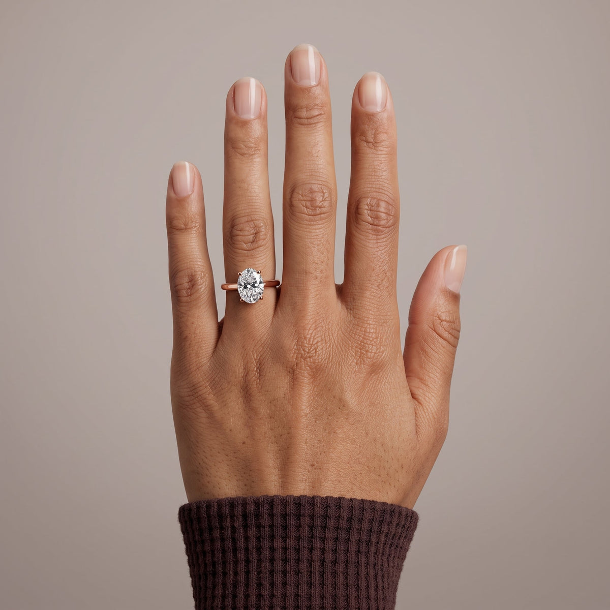 Rose Gold Oval Moissanite Solitaire Engagement Ring
