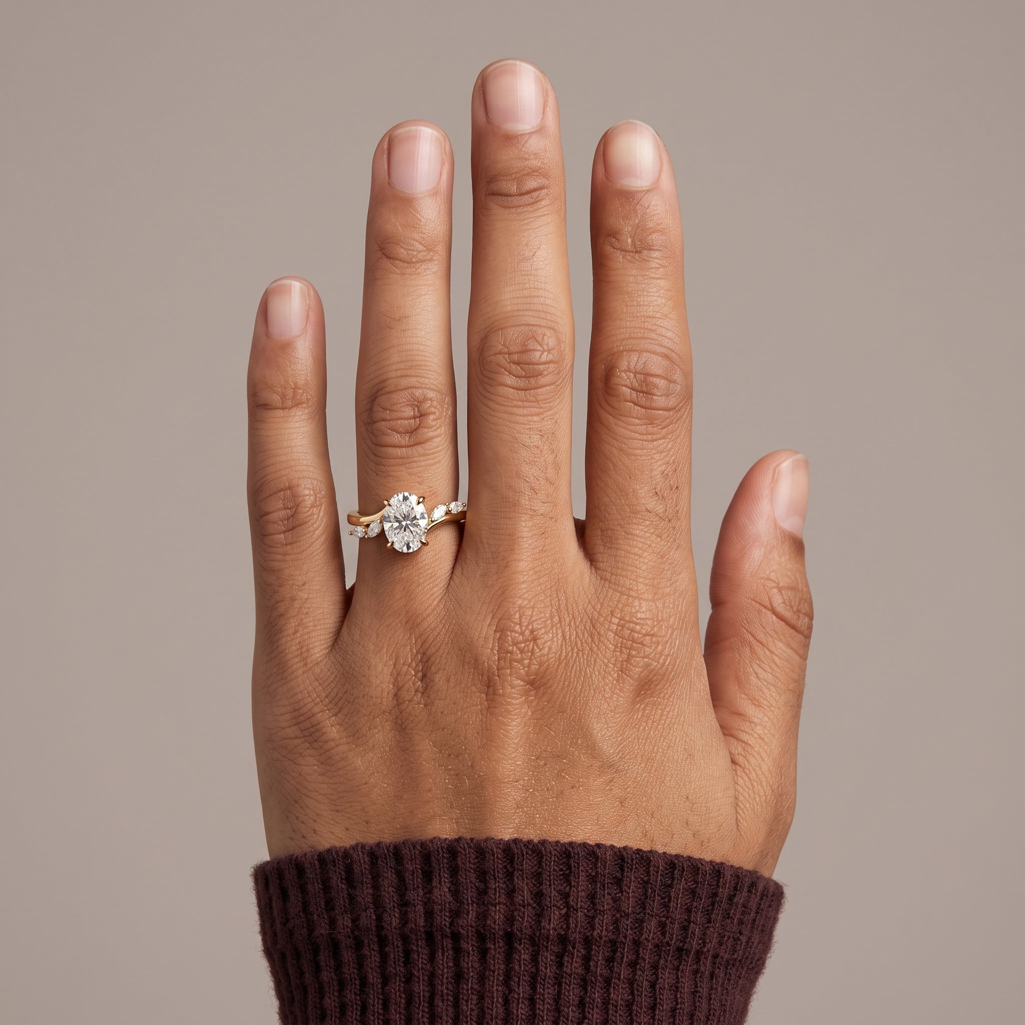 Yellow Gold Oval Cut Moissanite Engagement Ring