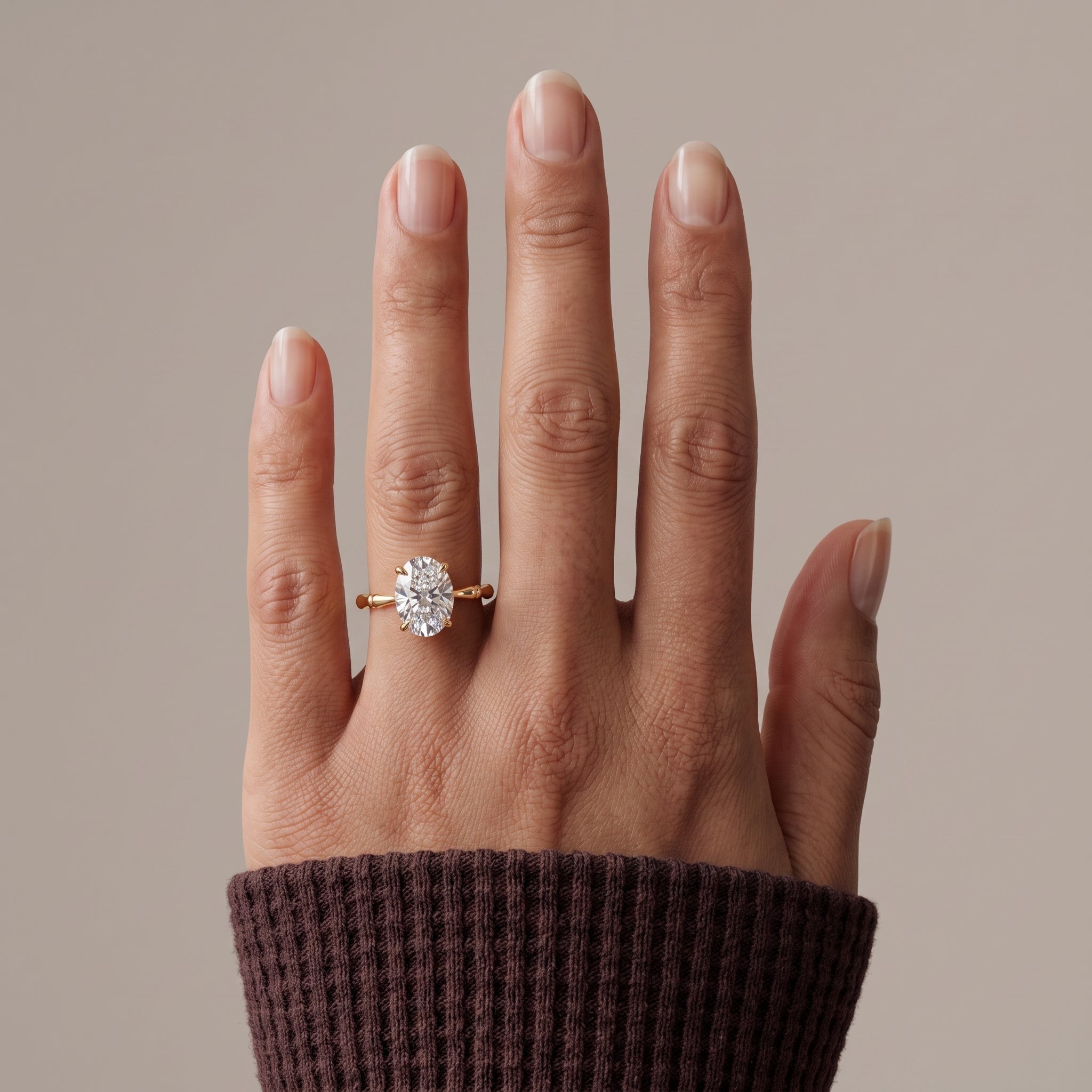 Yellow Gold Oval Cut Moissanite Engagement Ring