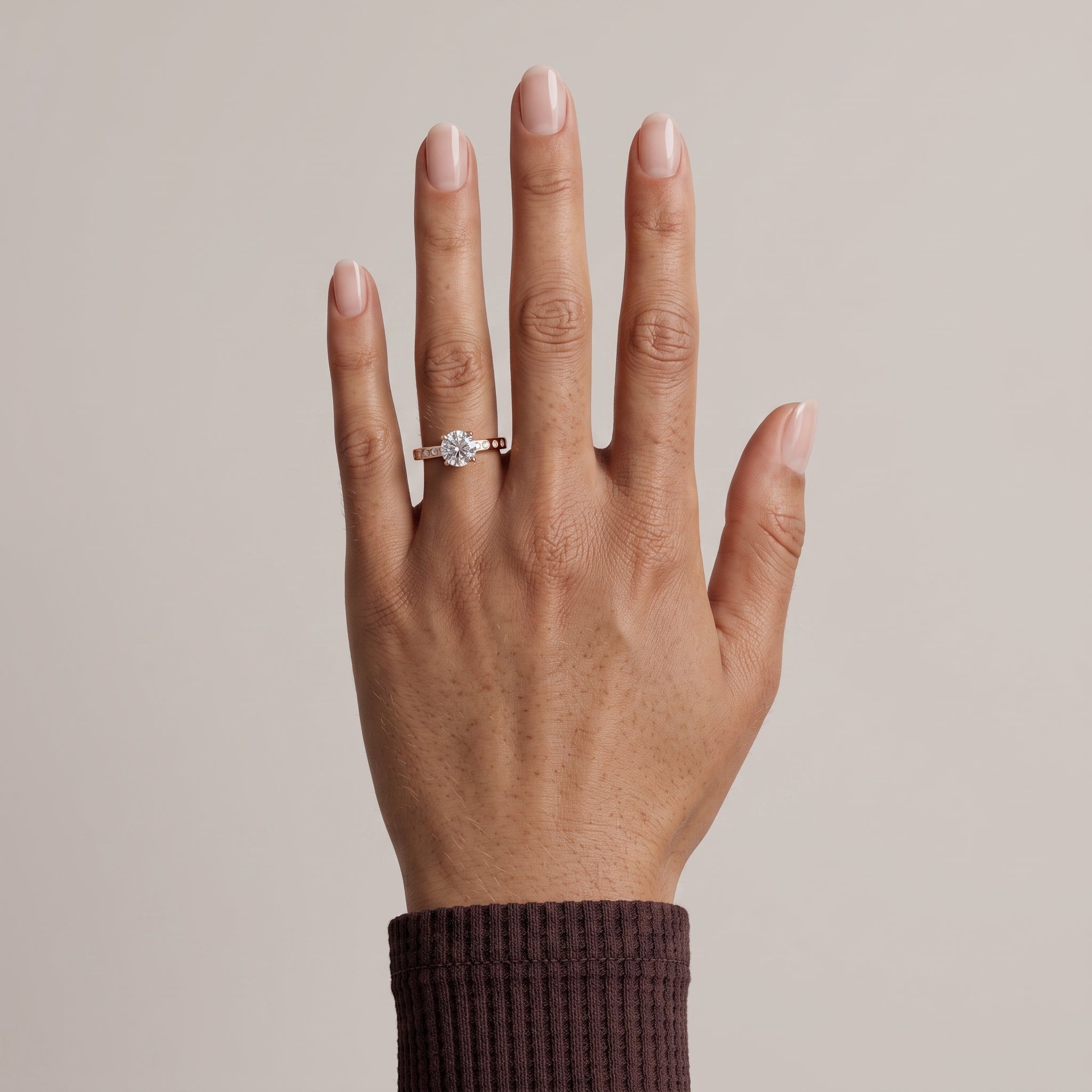 Rose Gold Round Moissanite Solitaire Engagement Ring
