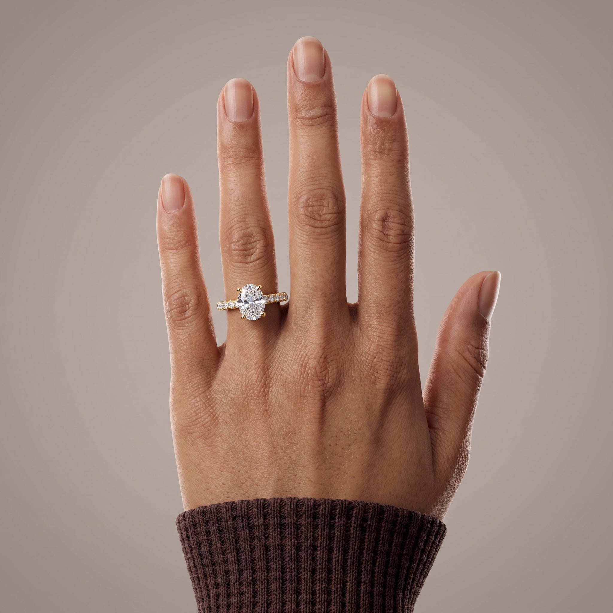 Yellow Gold Oval Moissanite Engagement Ring