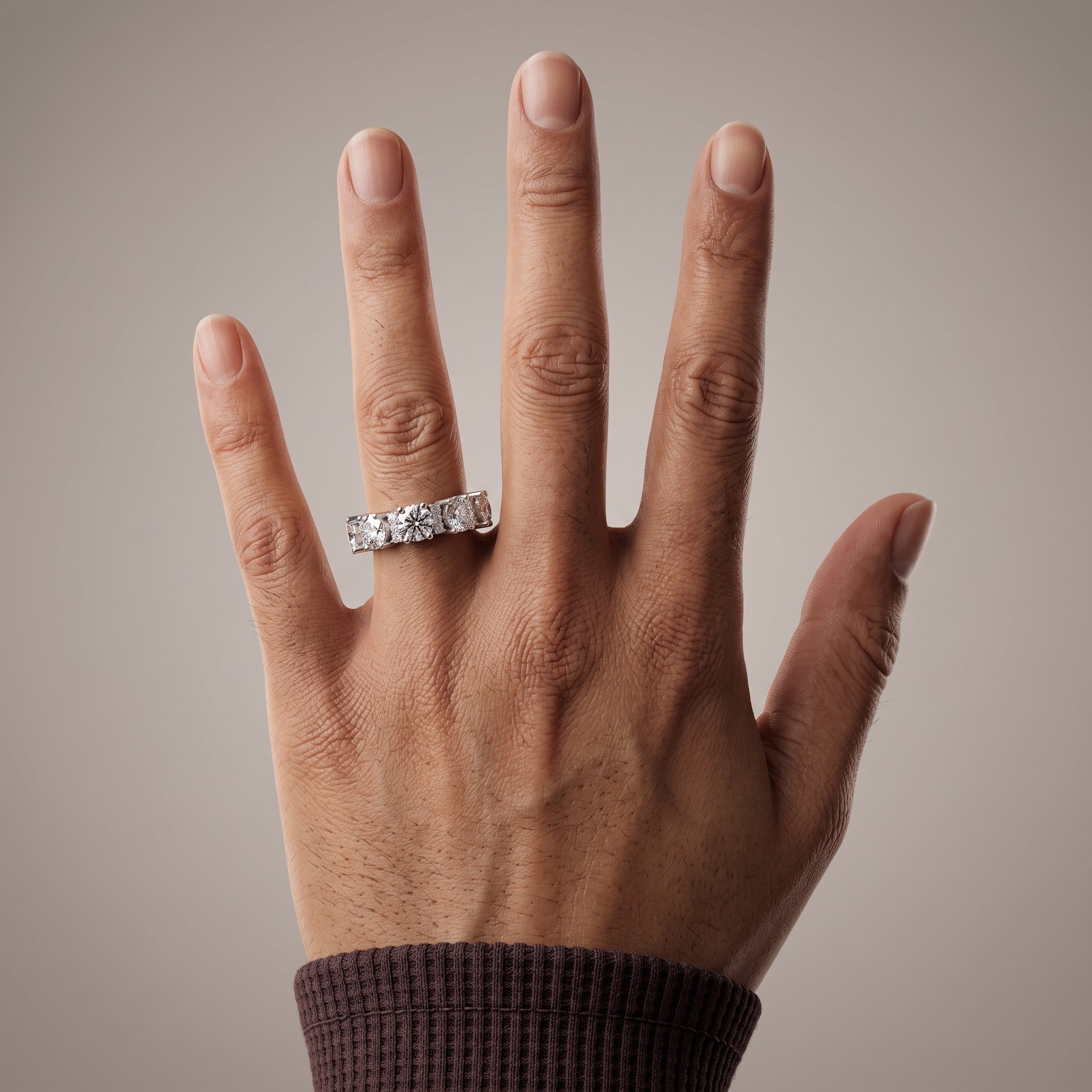 White Gold Round Moissanite Eternity Band Ring