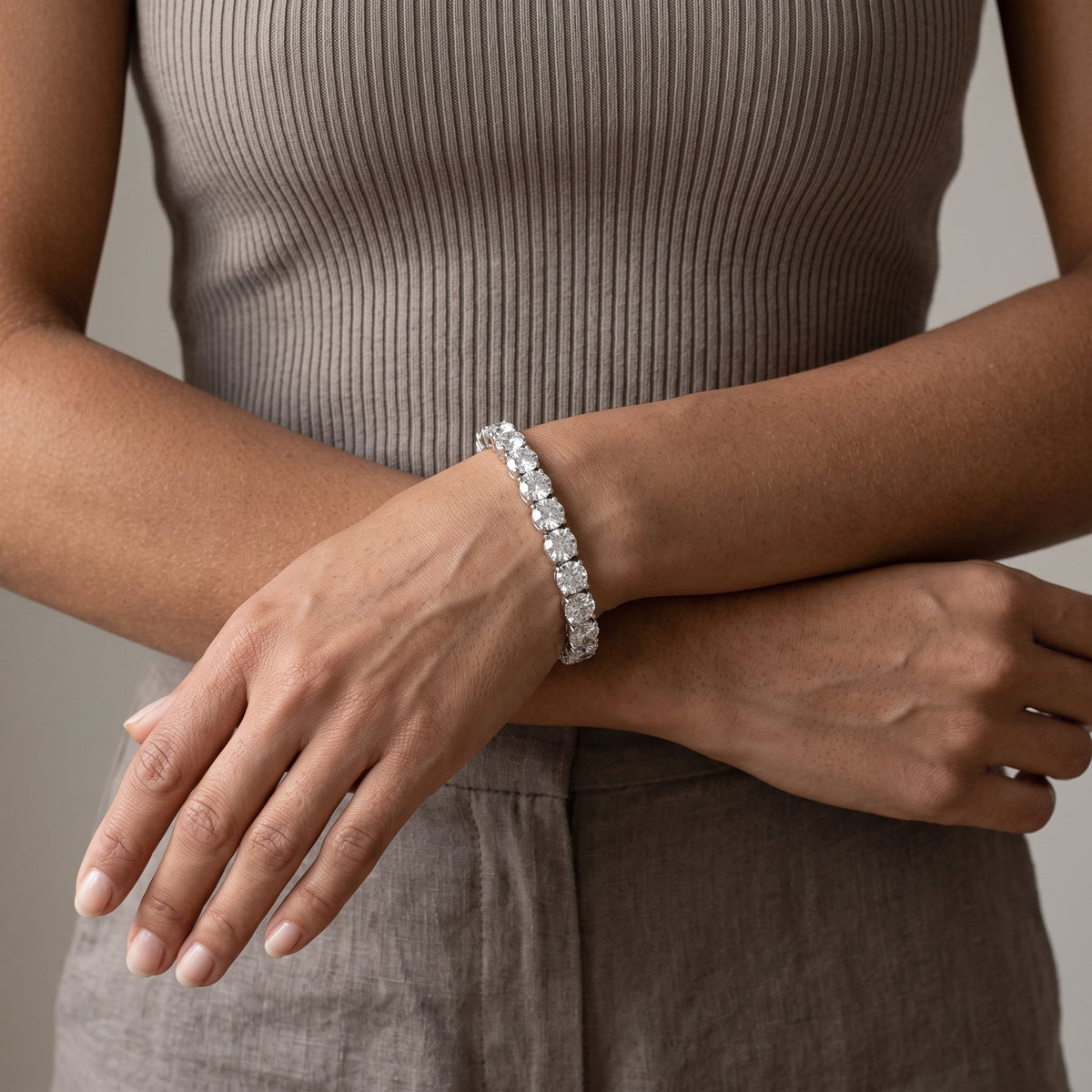 White Gold Round Moissanite Tennis Bracelet