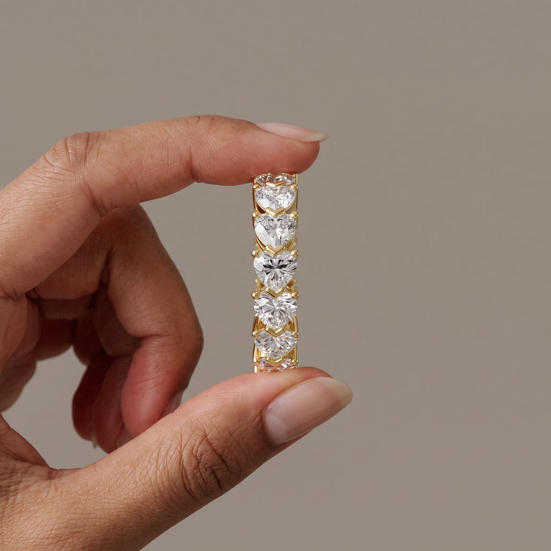 Yellow Gold Heart Cut Eternity Band Ring
