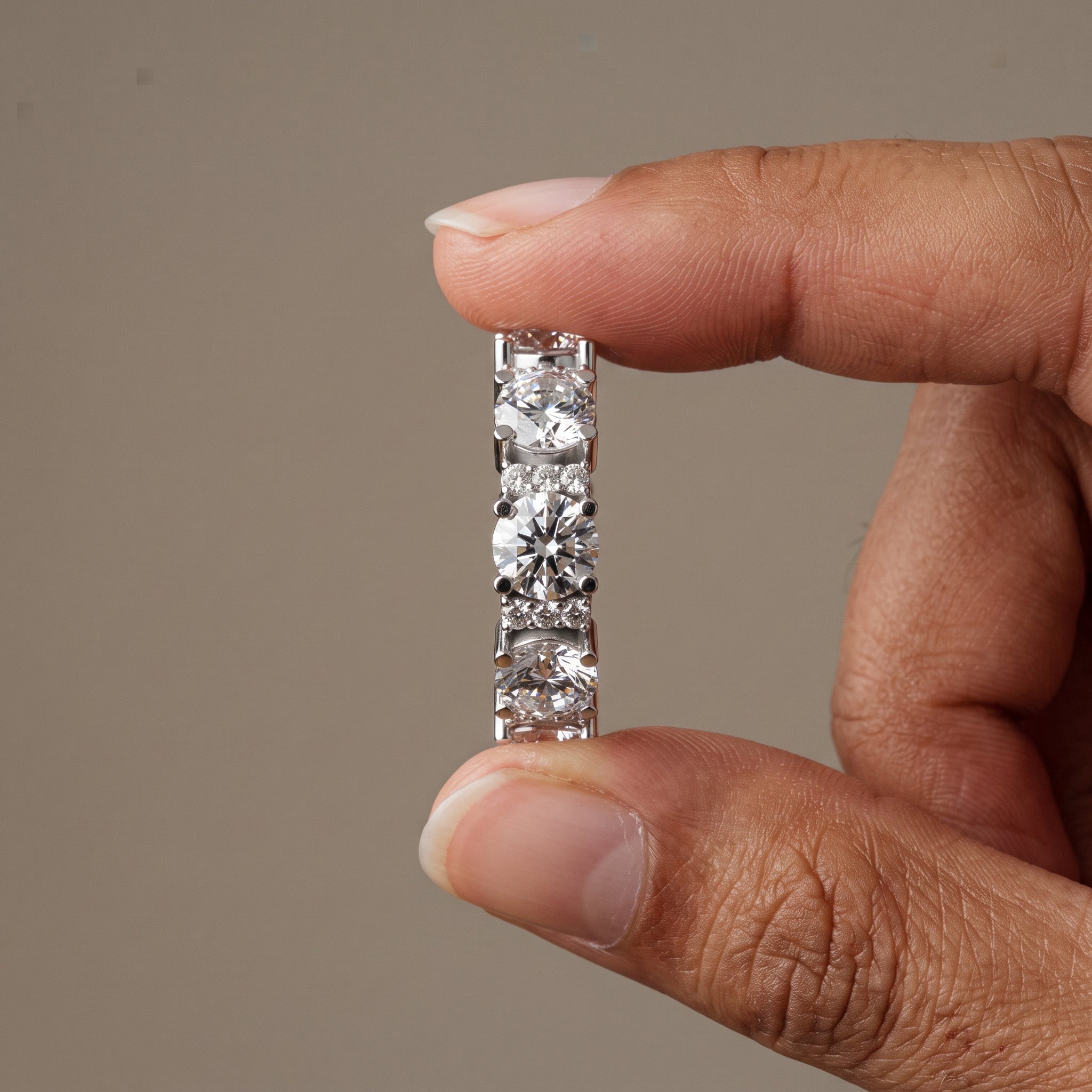 White Gold Round Moissanite Eternity Band Ring