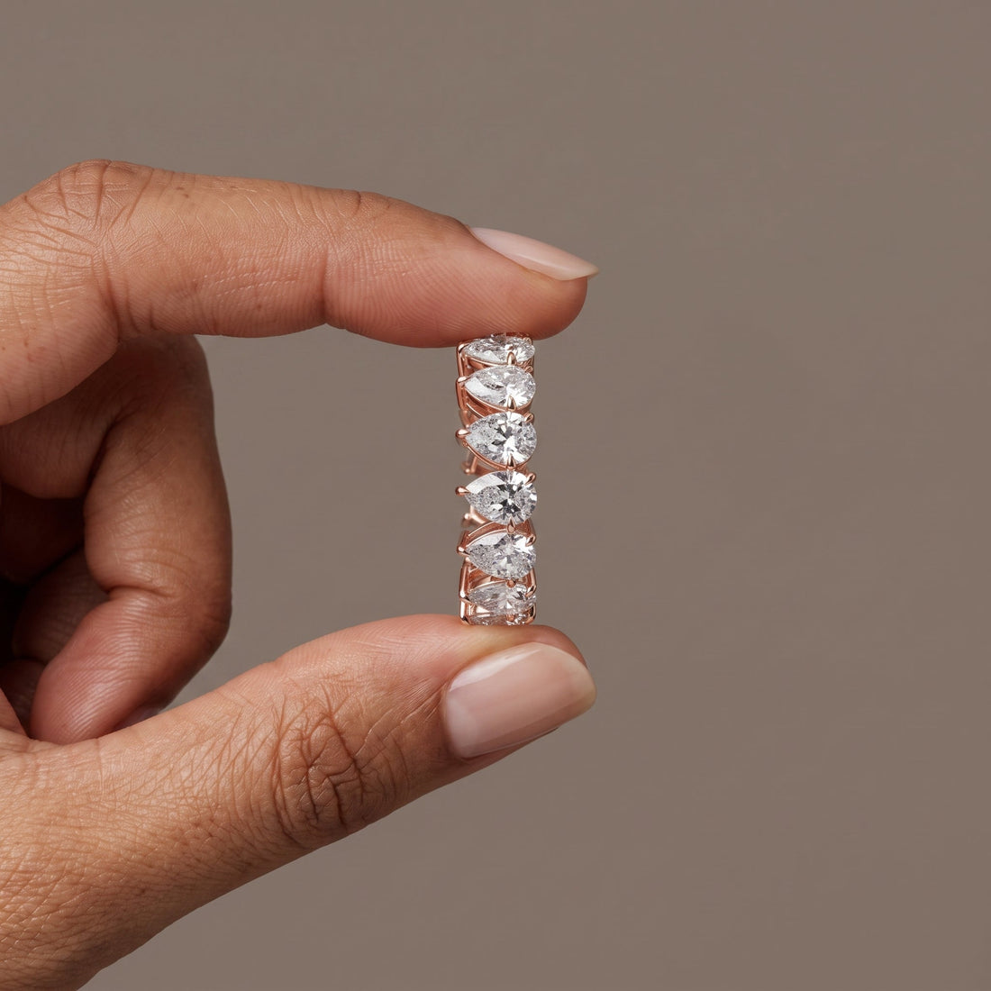Rose Gold Pear Cut Eternity Band Ring