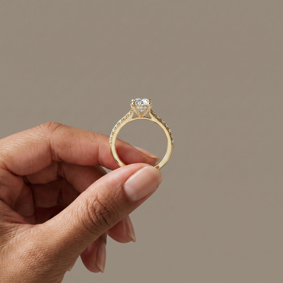 Yellow Gold Oval Moissanite Engagement Ring