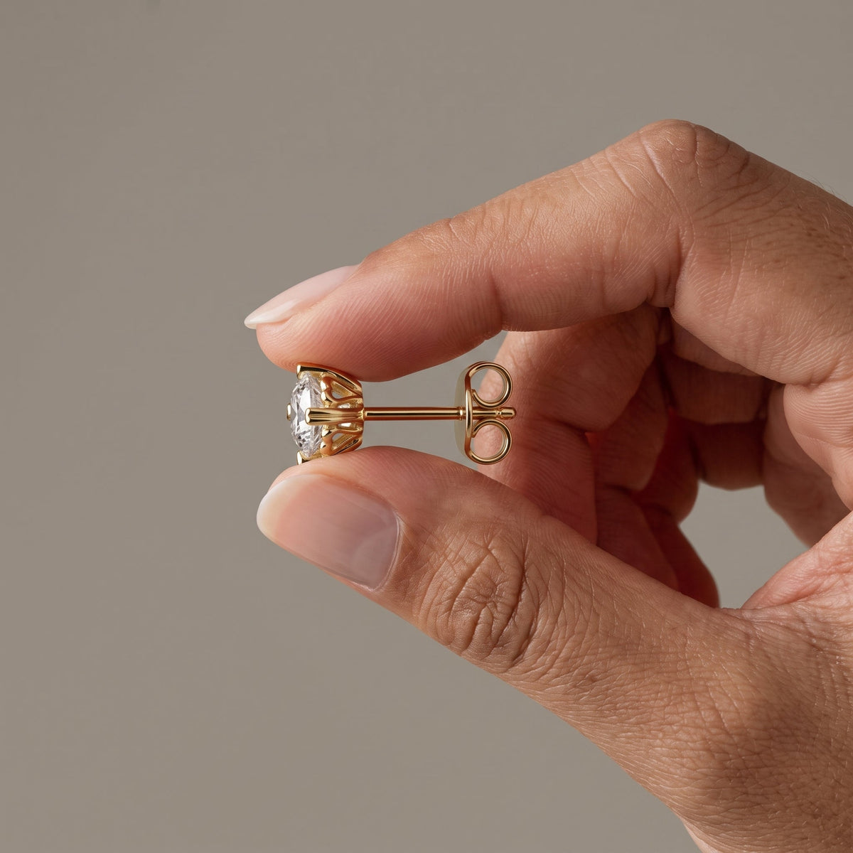 Yellow Gold Cushion Moissanite Stud Earrings