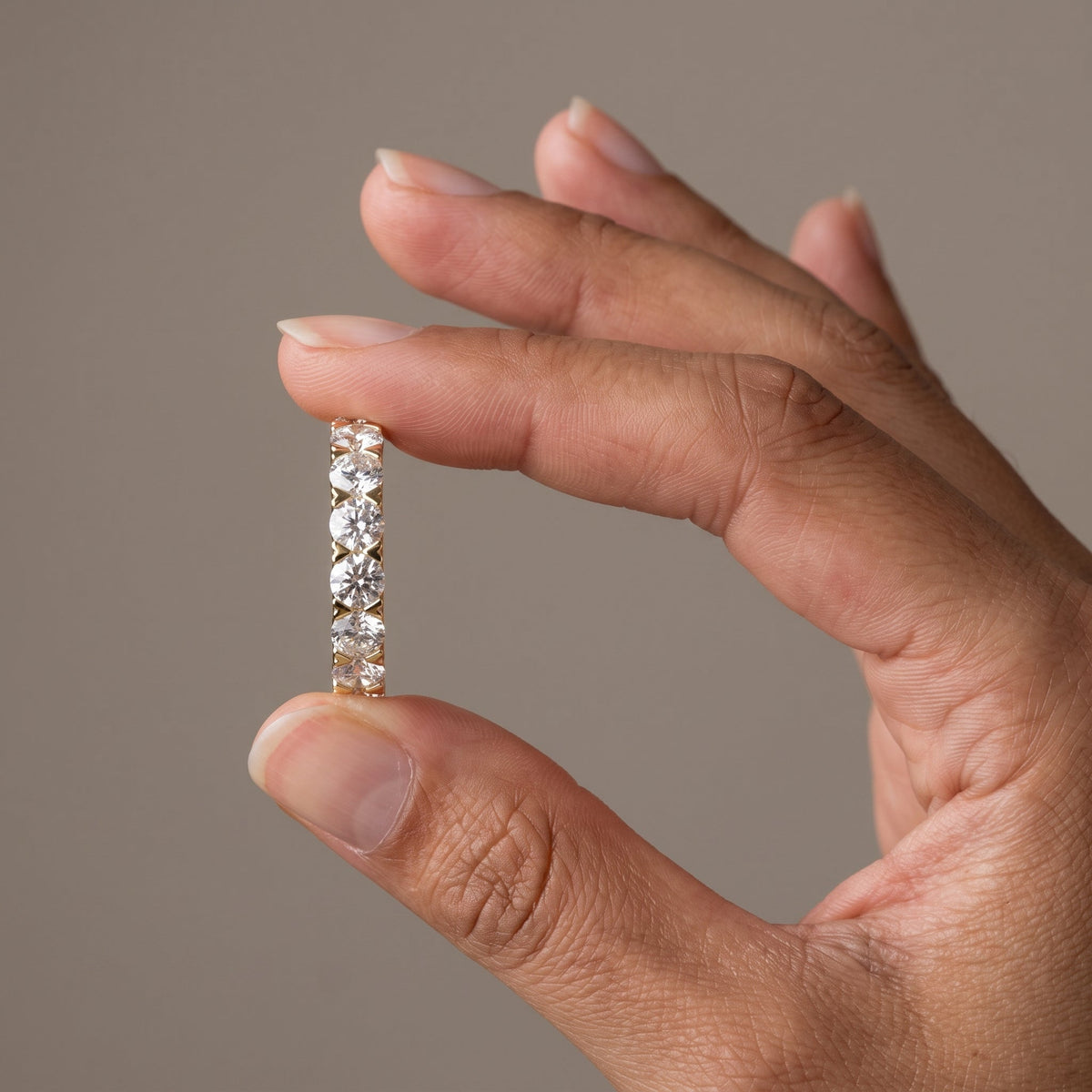 Yellow Gold Round Moissanite Eternity Band Ring