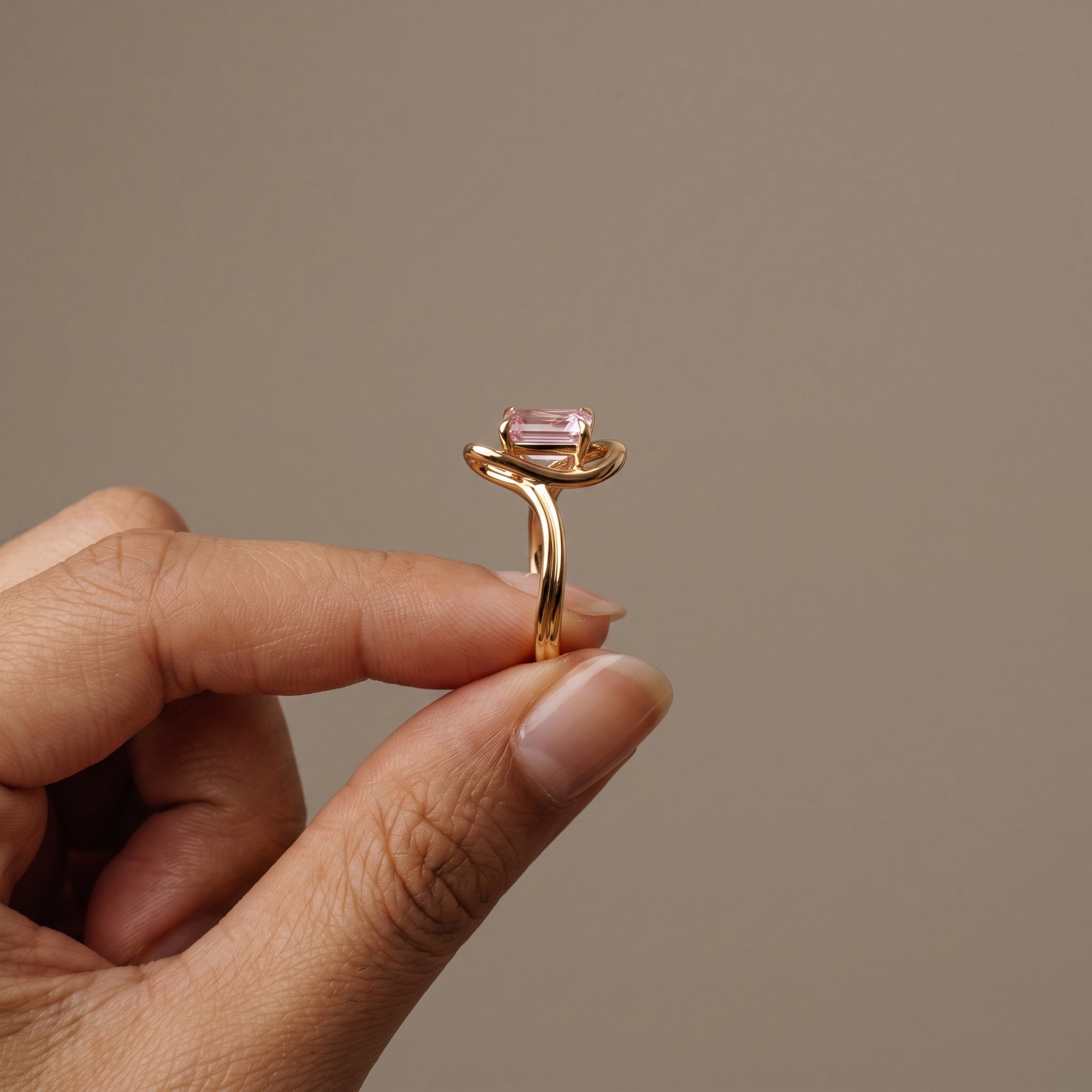 Yellow Gold Emerald Cut Moissanite Statement Ring