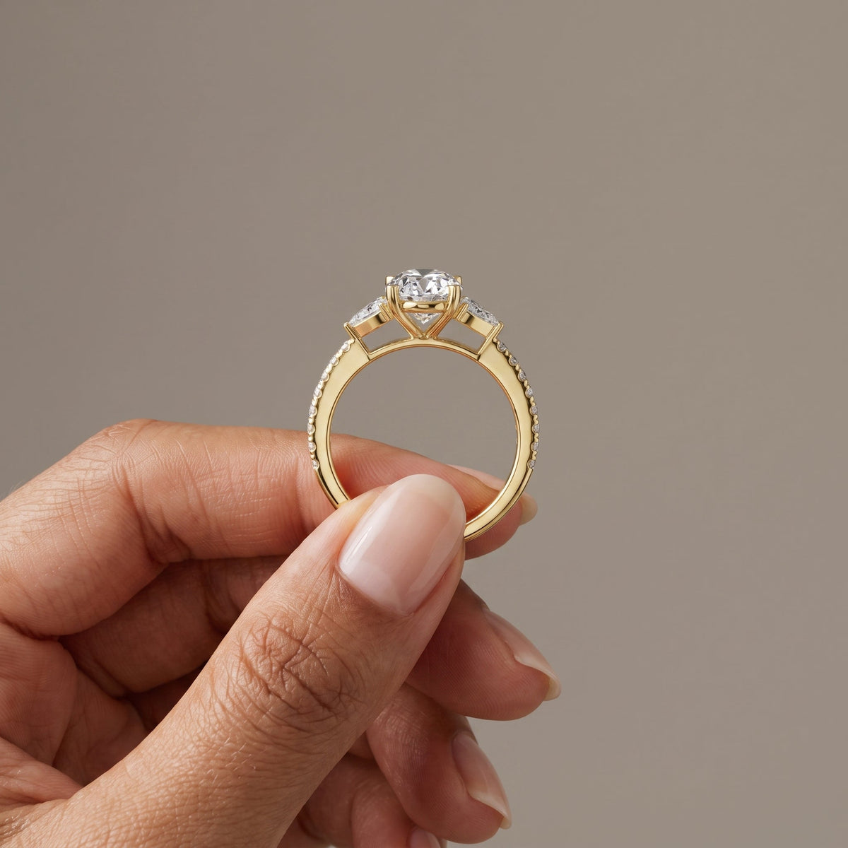 Yellow Gold Oval Cut Moissanite Engagement Ring