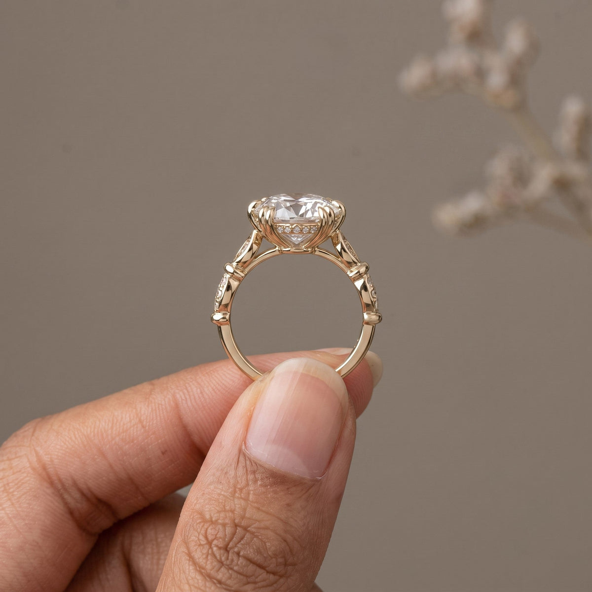 Yellow Gold Oval Moissanite Engagement Ring