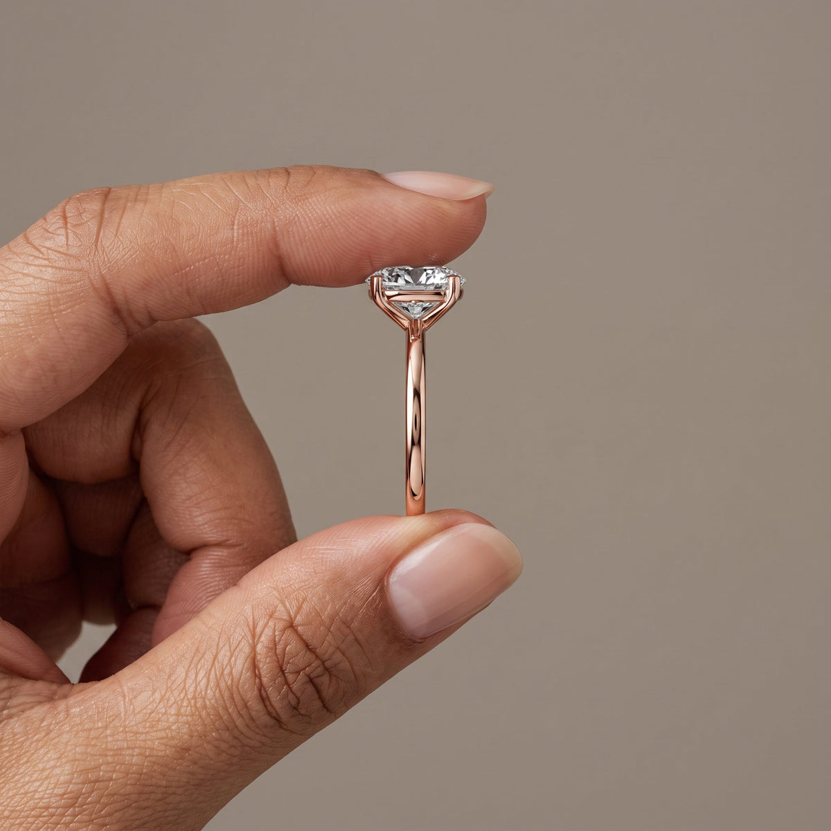 Rose Gold Oval Moissanite Solitaire Engagement Ring