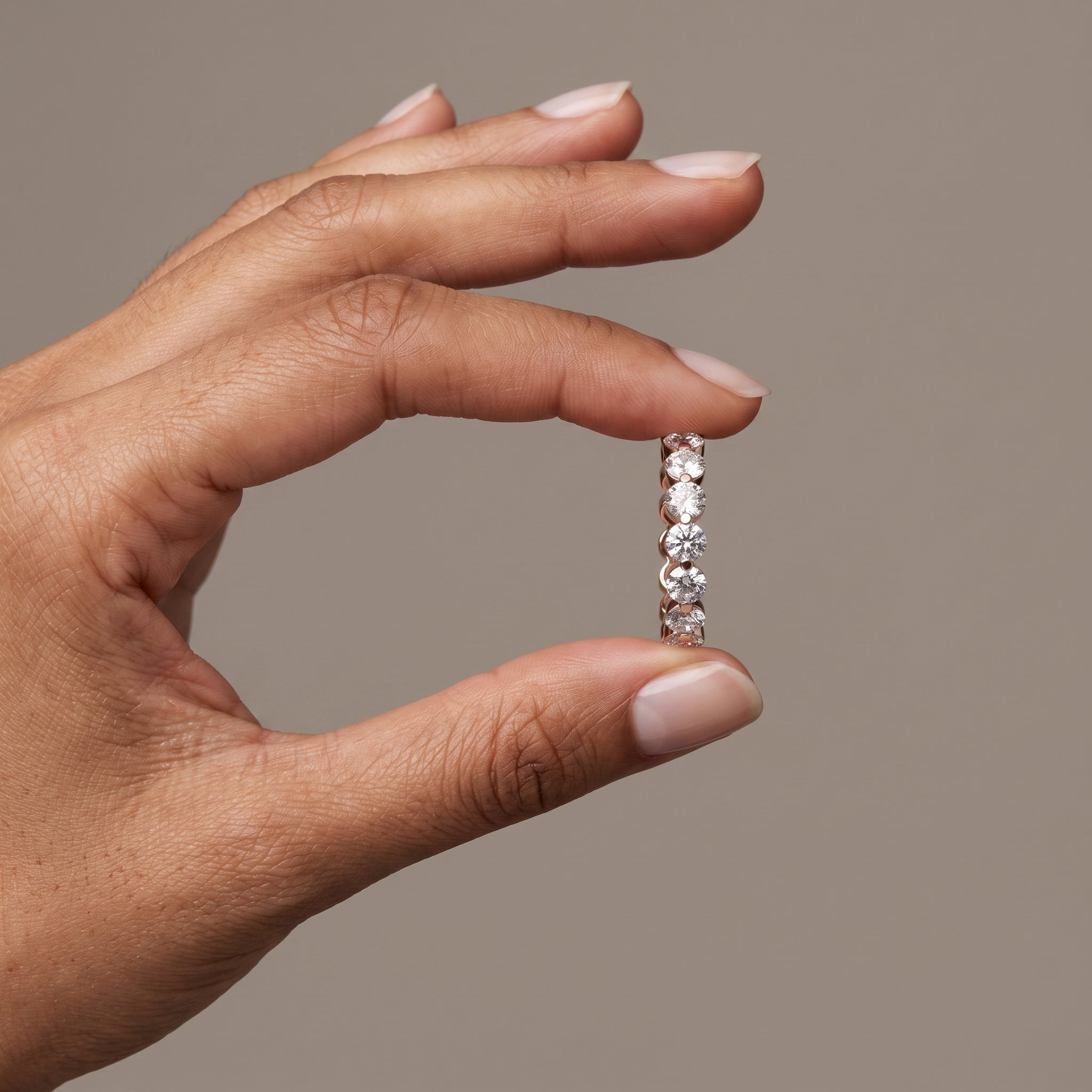 Rose Gold Round Moissanite Eternity Band Ring