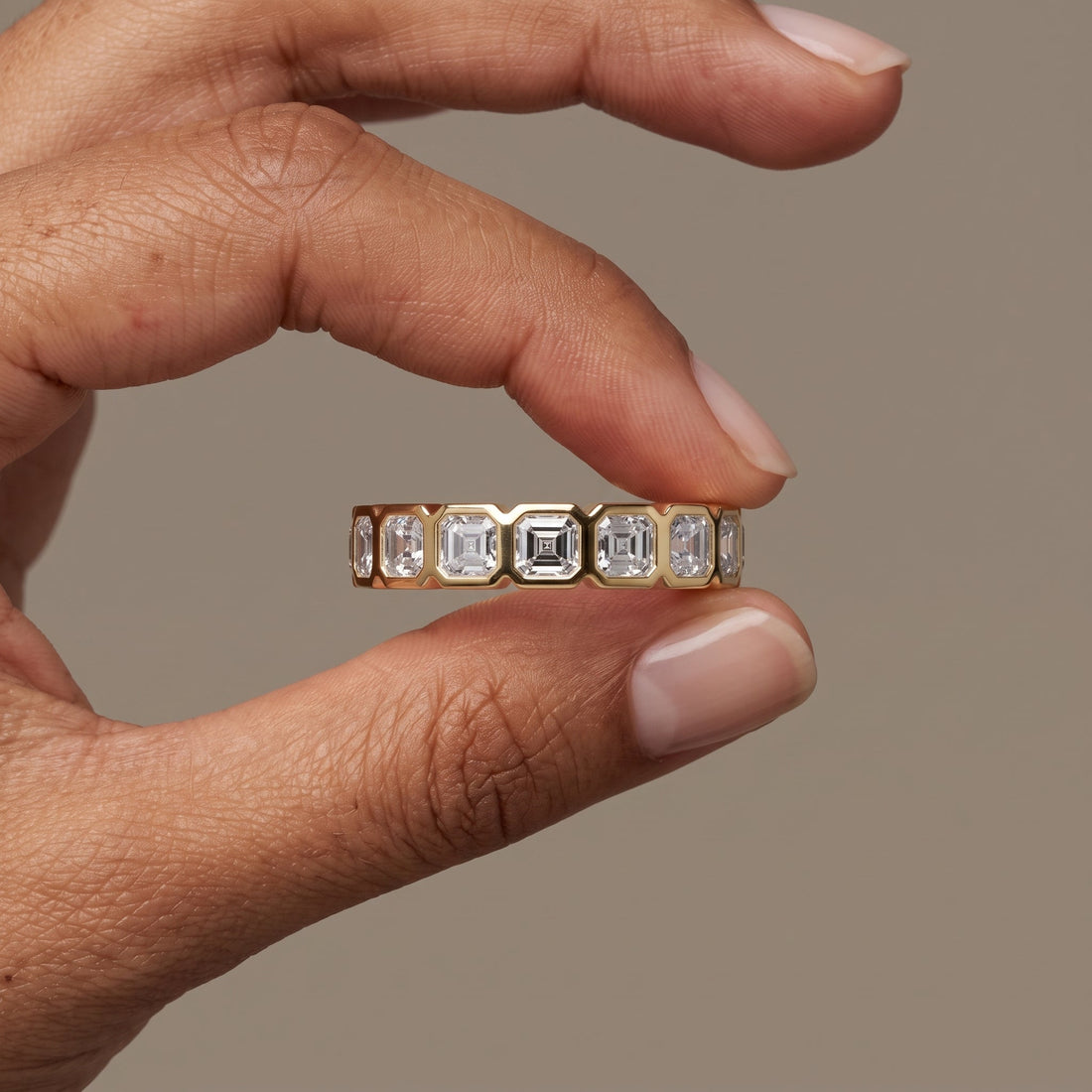 Yellow Gold Asscher Cut Eternity Band Ring