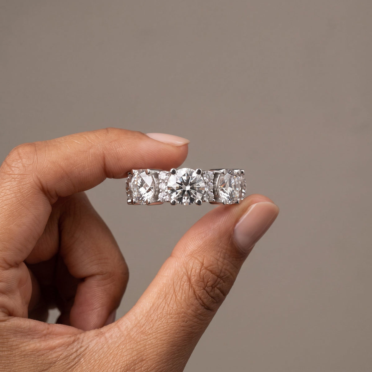 White Gold Round Moissanite Eternity Band Ring