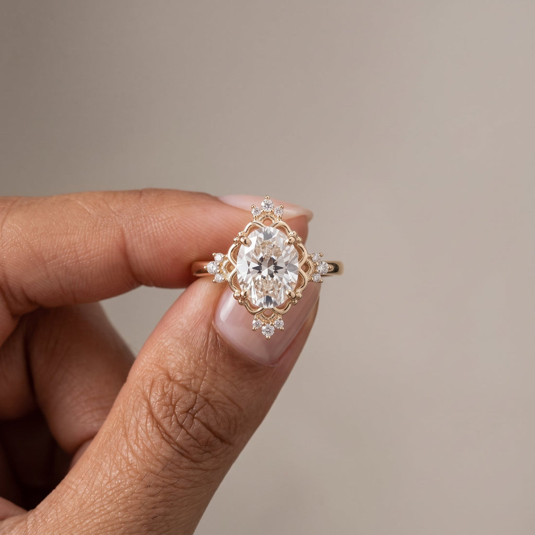 Yellow Gold Oval Cut Engagement Ring