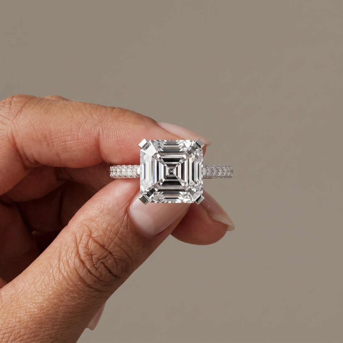 White Gold Asscher Cut Engagement Ring