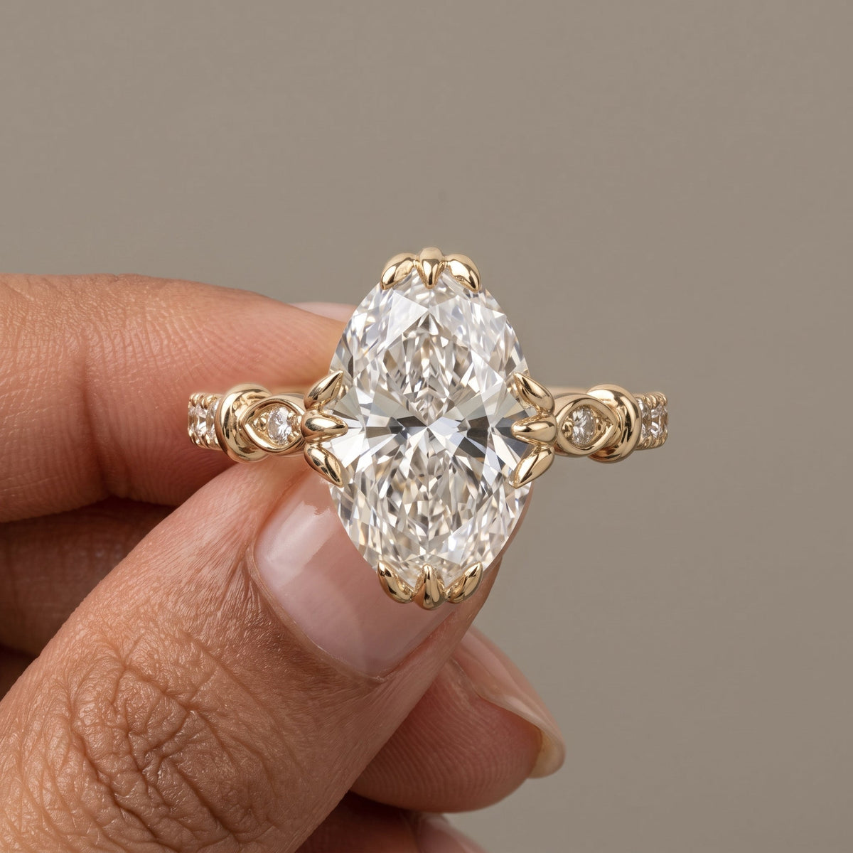 Yellow Gold Oval Moissanite Engagement Ring