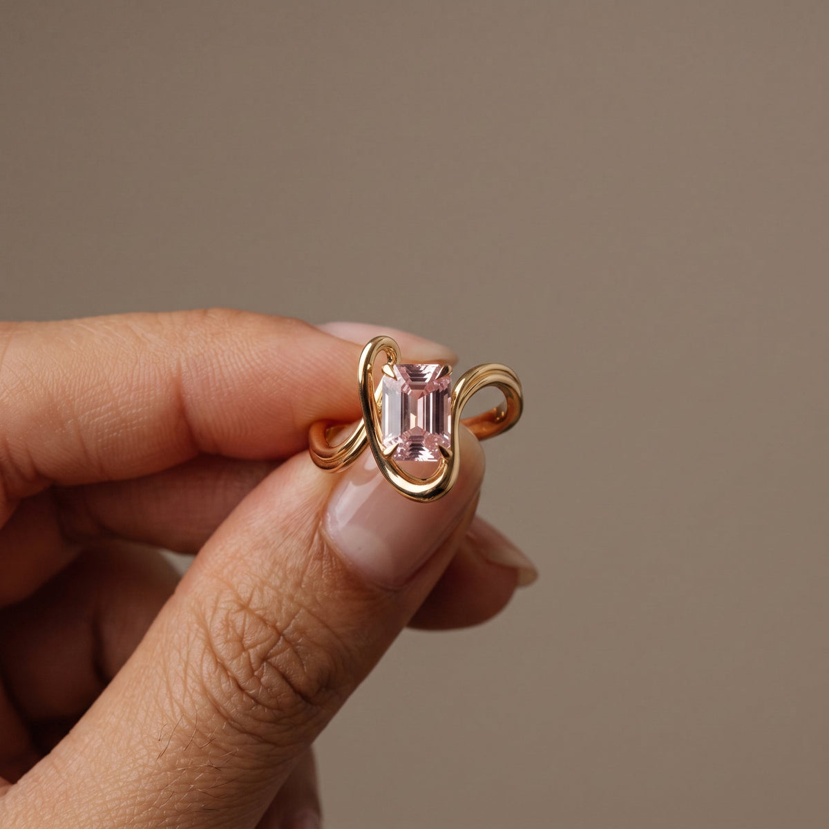 Yellow Gold Emerald Cut Moissanite Statement Ring